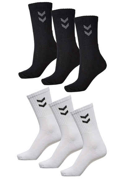 hummel Socken 6-er Set Sport Freizeit Basic Socken mit Logo (6-Paar, sportlich) 5773 in Schwarz-Weiß