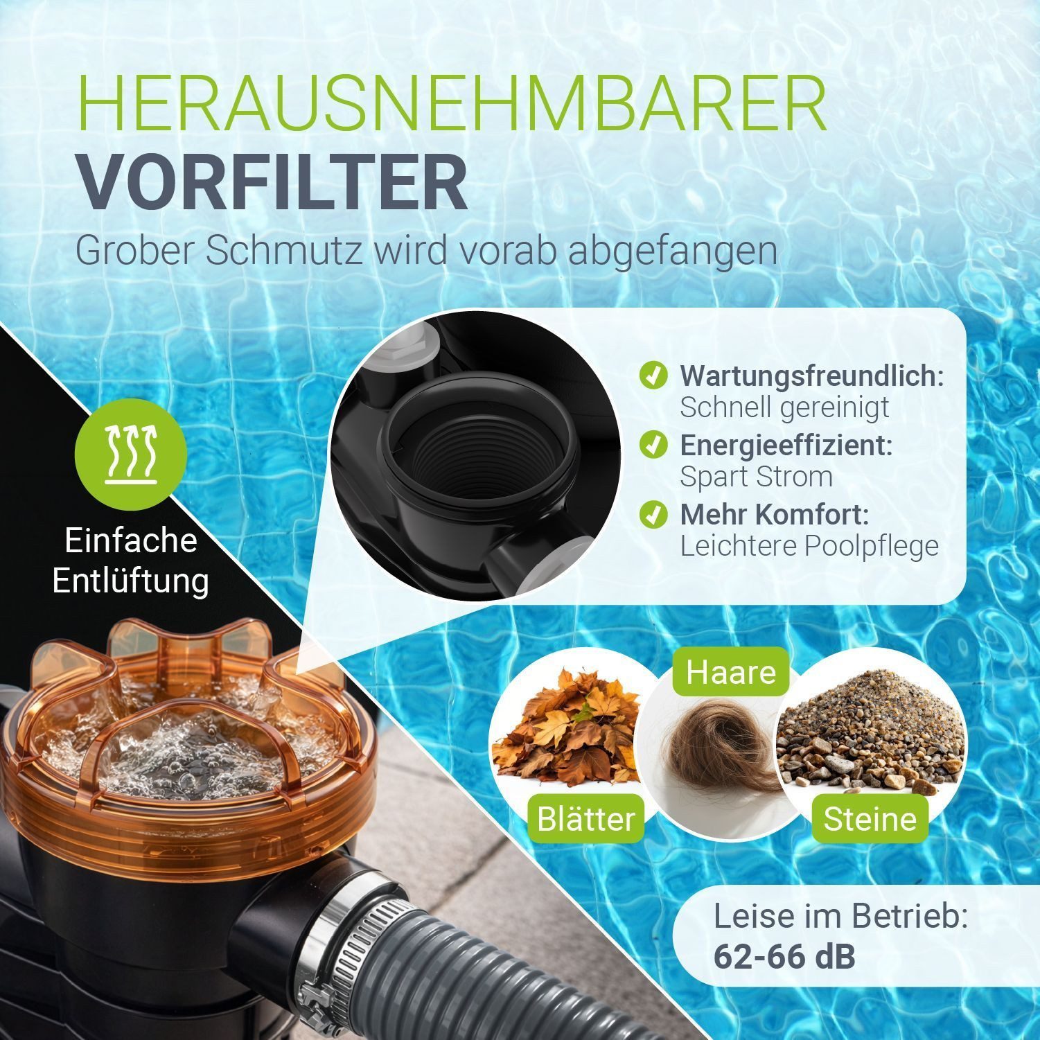 Juskys Sandfilteranlage, Timer-Funktion & 7-Wege-Ventil und Filterbälle, inkl. Pre-Filter