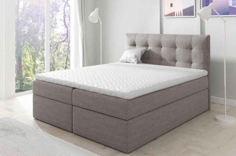 Beautysofa Boxspringbett Topiq (Bett für Schlafzimmer), 120, 140, 160, 180, 200 cm, mit 2x Bettkästen, Federkernmatratze