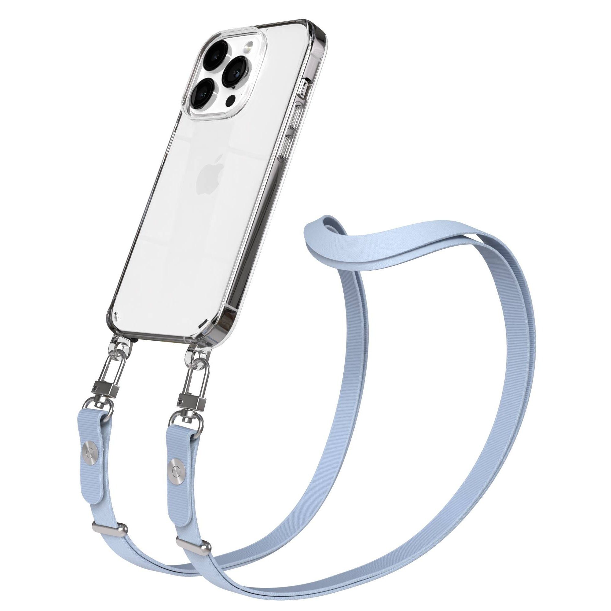 EAZY CASE Handykette für Apple iPhone 14 Pro Handyhülle mit Handyband magnetisch, Smartphone Kette in Hellblau verstellbar bis 1,90 m mit Magnetband
