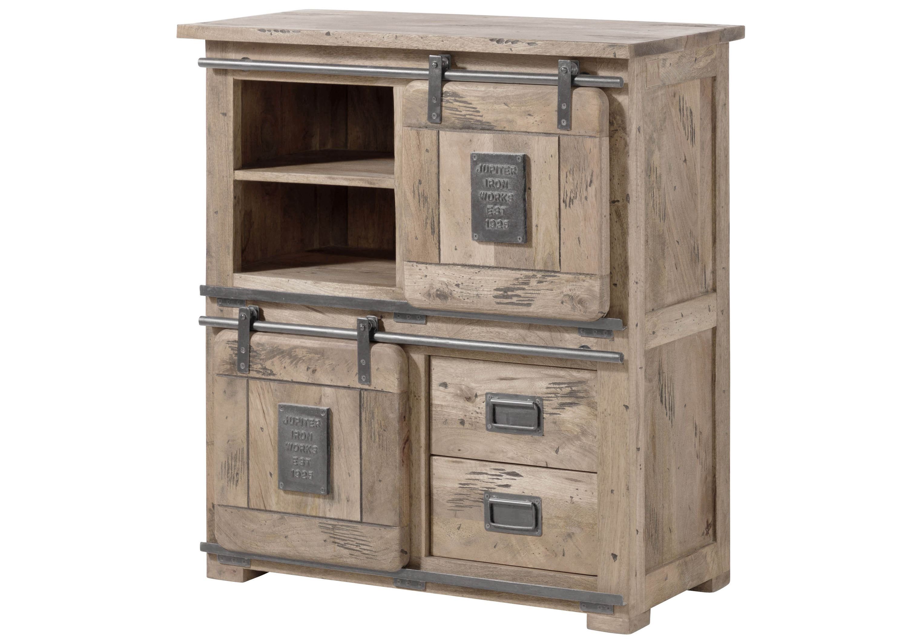 Massivmoebel24 Highboard (Highboard Mango 90x45x100 whitewash günstig online kaufen