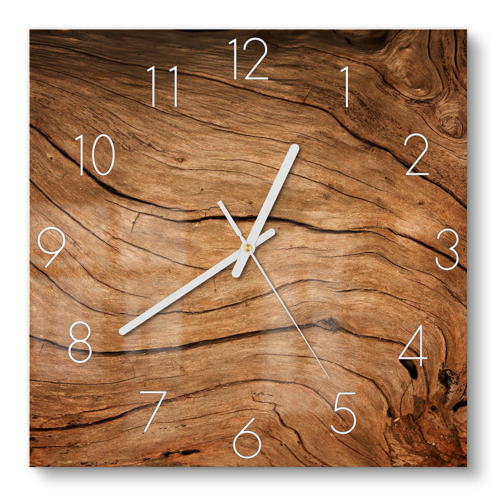 DEQORI Wanduhr 'Detaillierte Holzmaserung' (Glas Glasuhr modern Wand Uhr De günstig online kaufen