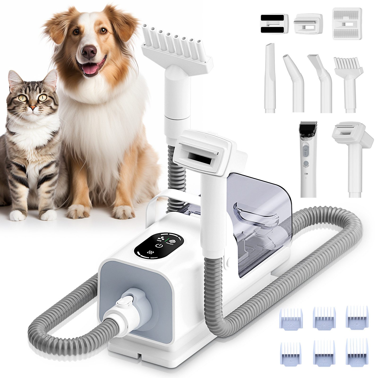 CkeyiN Hundeschermaschine mit 11kpa-Staubsauger Tierhaargebläse 8-in-1 Prof günstig online kaufen