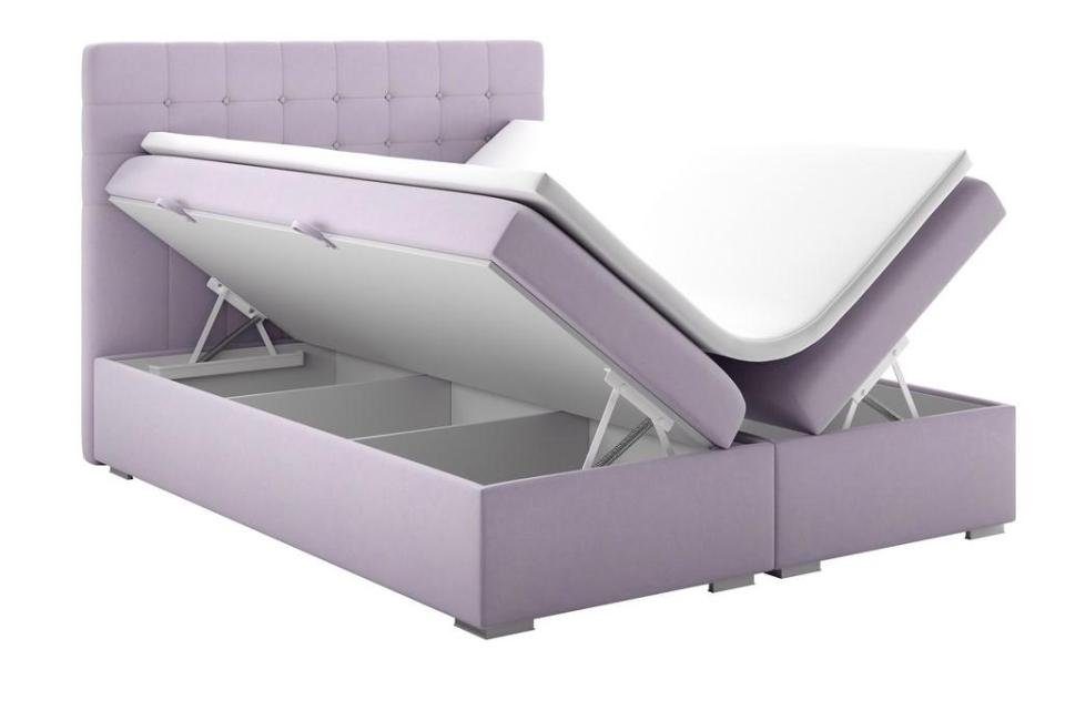 Polster 180x200cm Boxspring Set & Topper JVmoebel Pink Bett Matratze Komplett Bett
