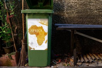 MuchoWow Wandsticker Weltkarte - Afrika - Gold (1 St), Mülleimer-aufkleber, Mülltonne, Sticker, Container, Abfalbehälter