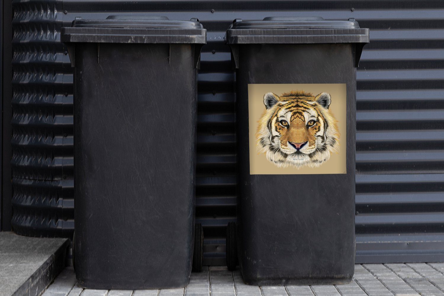MuchoWow (1 Mülleimer-aufkleber, Tiger - Tiere Container, Mülltonne, Wandsticker Sticker, Abfalbehälter St), Jungtier -