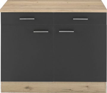 OPTIFIT Unterschrank Iver Breite 100 cm, 2 Türen und 2 Schubkästen, mit 38 mm Arbeitsplatte