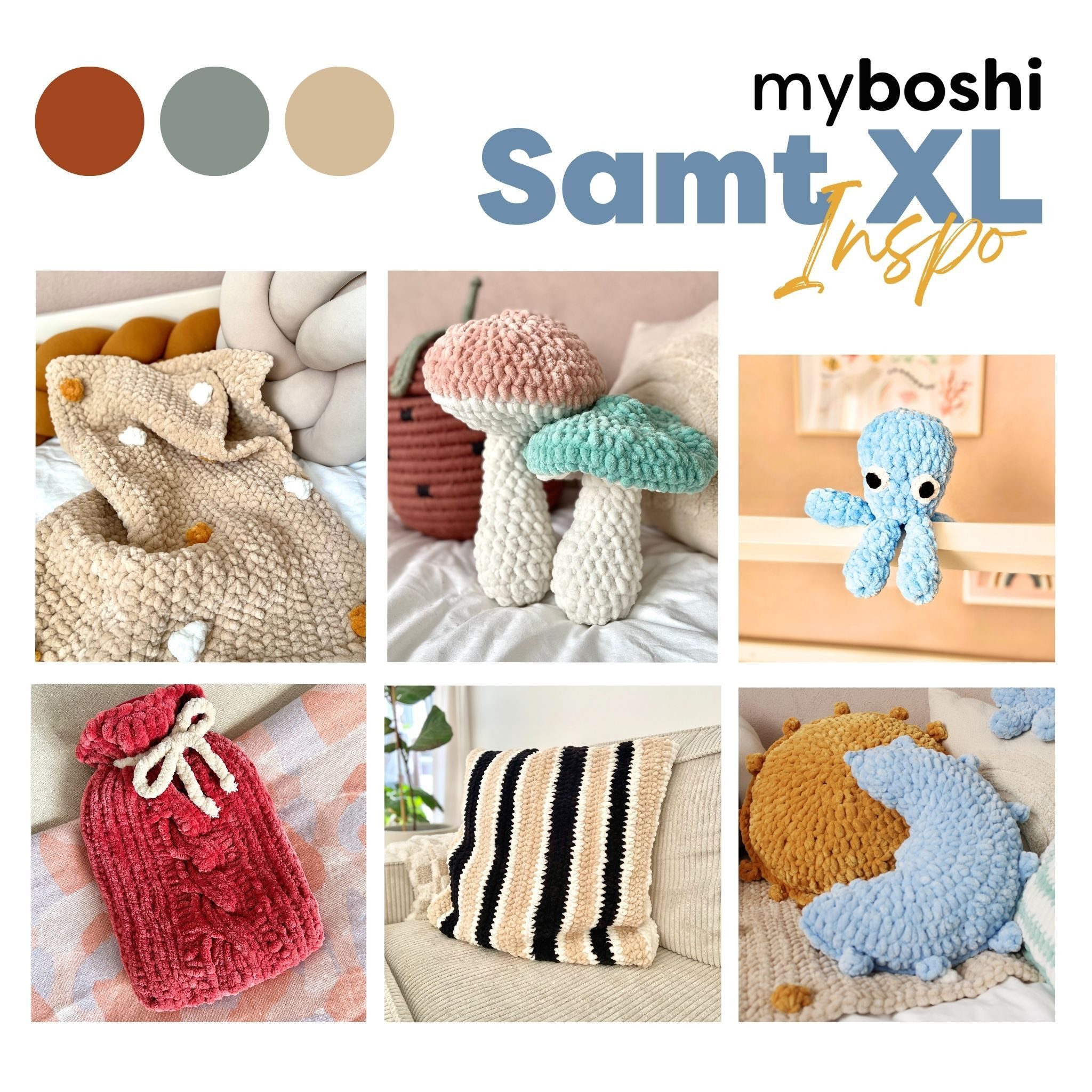 myboshi Samt XL, extra dickes Chenillegarn, super chunky Häkelwolle, 40 m (1-St), Uni