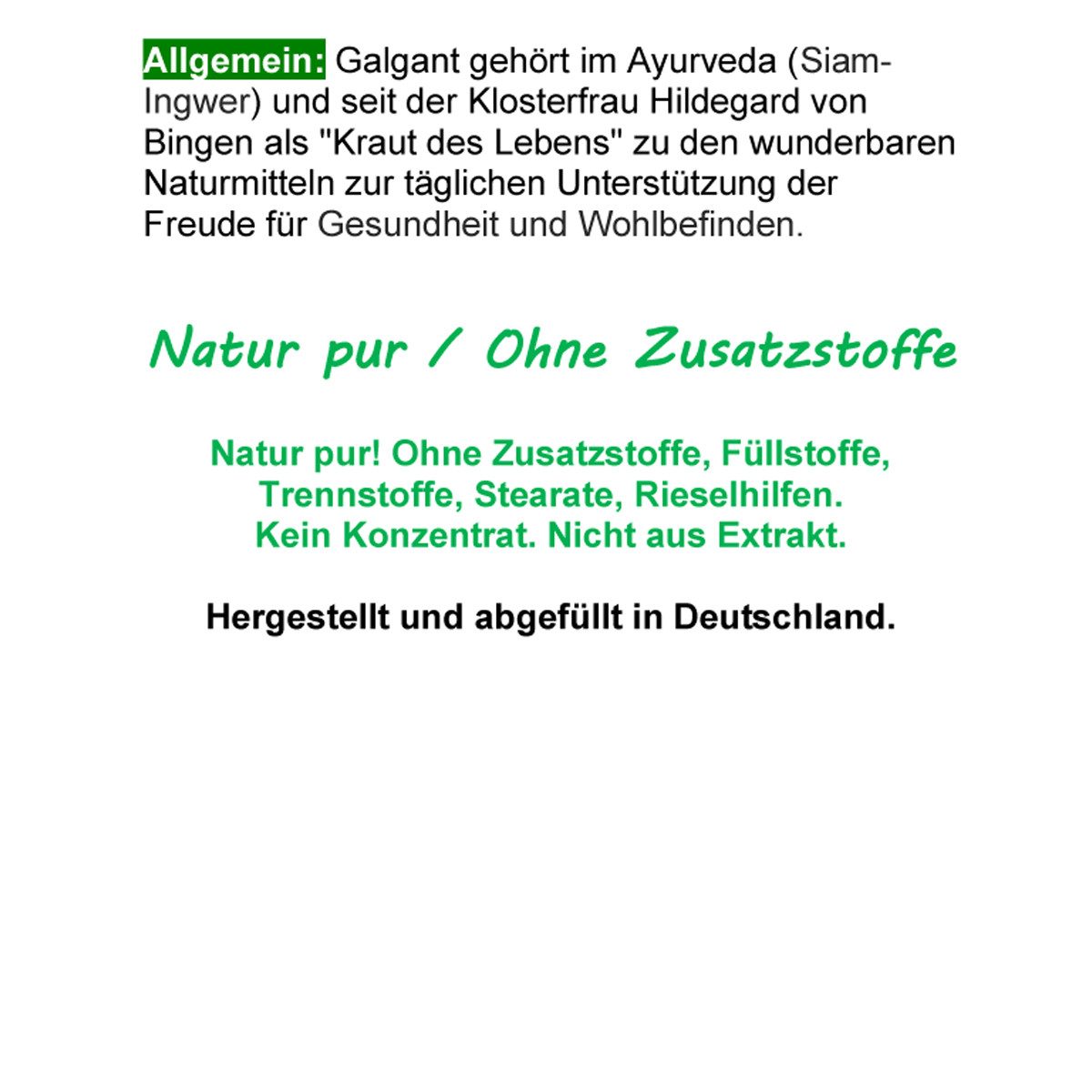 VitalLife Galgant Galgantwurzel Bitterstoffe nach Hildegard von Bingen Kapseln, 1 er Dose à 120 St., 55,2 g, Art. 26875-120