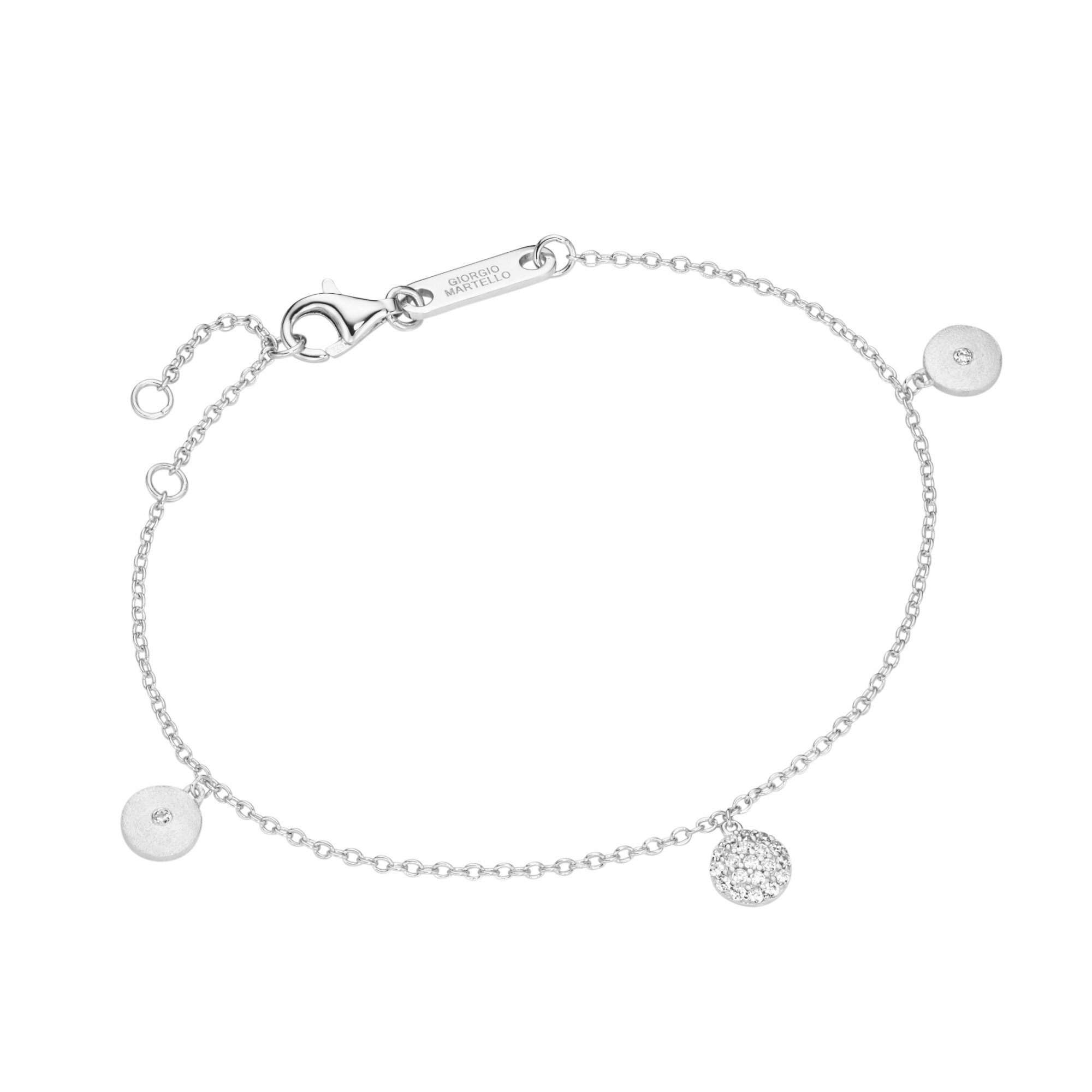 GIORGIO MARTELLO MILANO Armband mit 3 Behängen, Zirkonia und matt, Silber  925