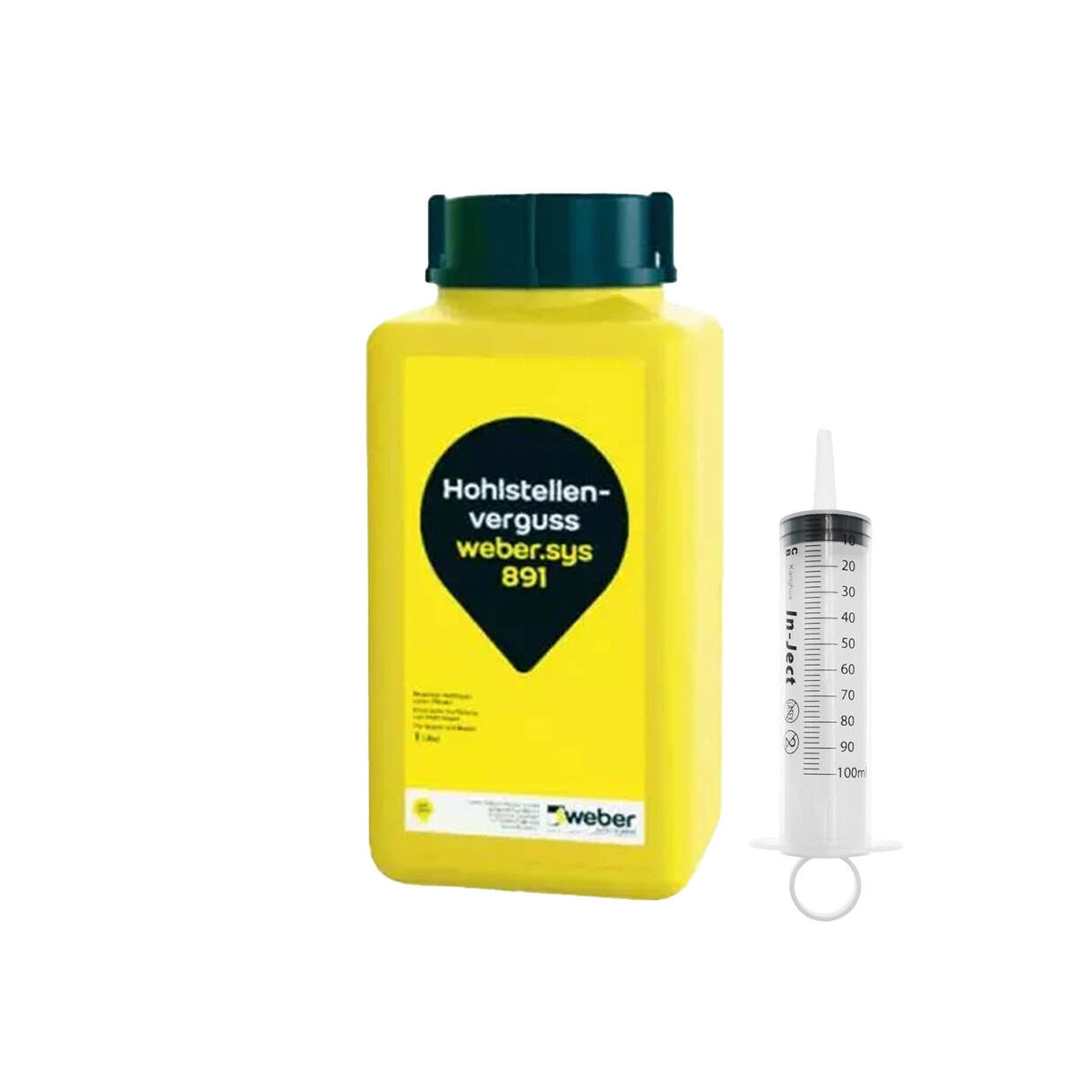 Weber Kartuschenpistole SET Weber.sys 891 1L + Injektionsspritze Rissverguss Schlämme