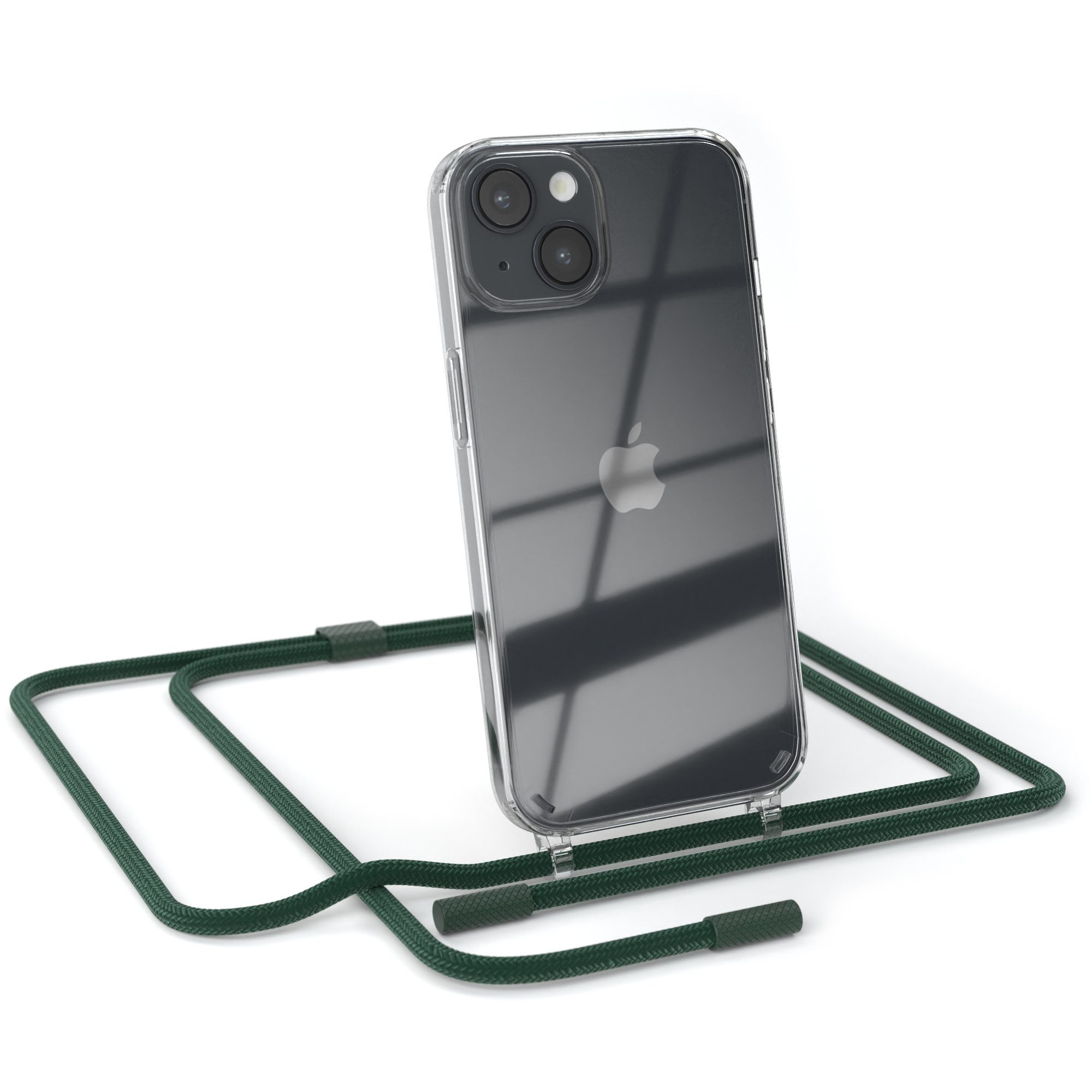 EAZY CASE Handykette Silikon Kette Unifarbe für Apple iPhone 14 6,1 Zoll, Handykette zum Umhängen Slim Phone Chain Festivalbag Smartphone Grün