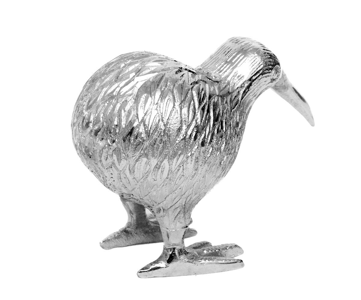 Brillibrum Dekofigur Kiwi Vogel Schwarz Laufvogel Figur Lila Tierfigur Tier Deko Gold Metall versilbert Silber Dekoration Neuseeland Handarbeit Glücksbringer