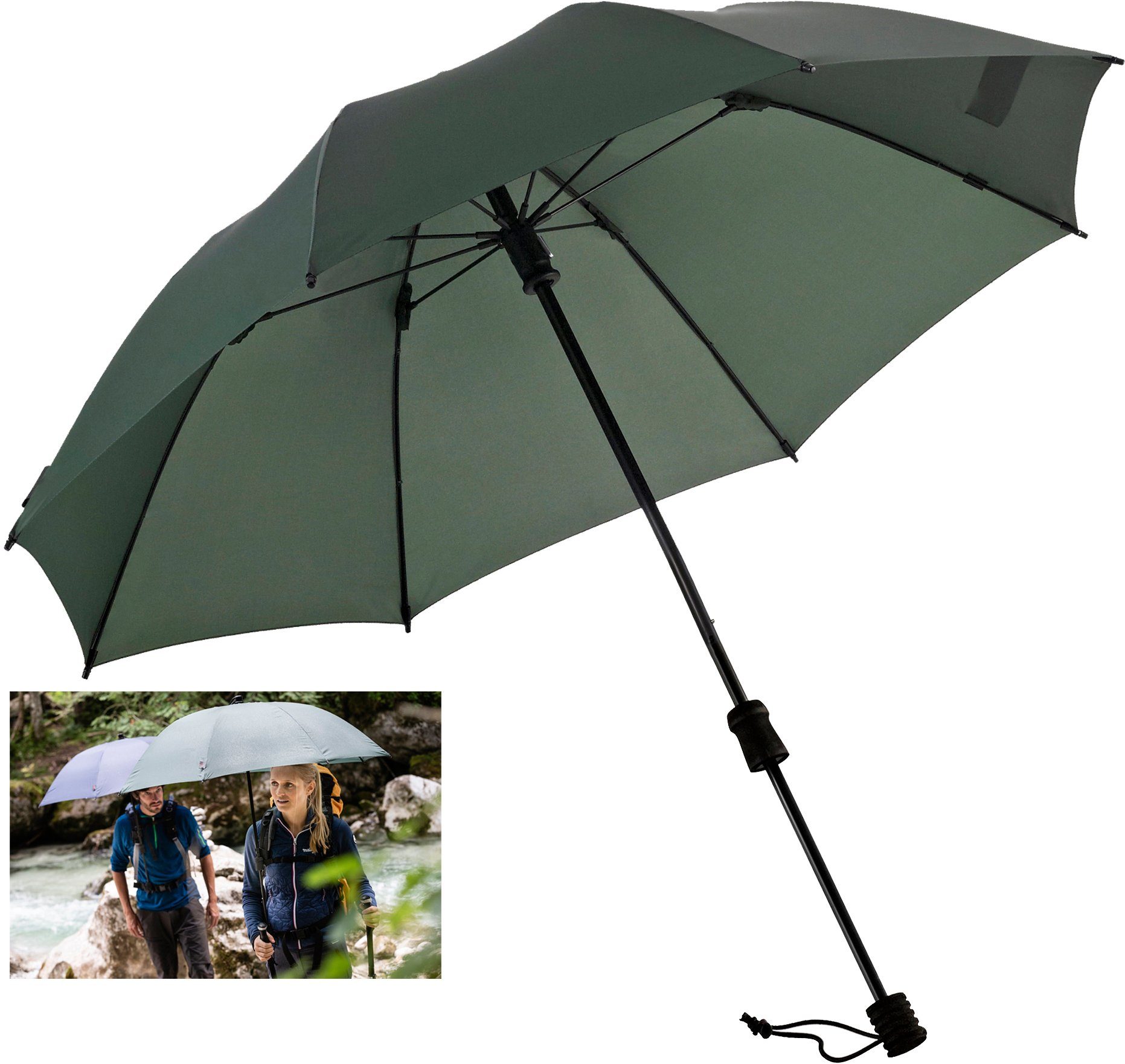 EuroSCHIRM® Stockregenschirm Swing handsfree, olivgrün, verlängerbarer günstig online kaufen