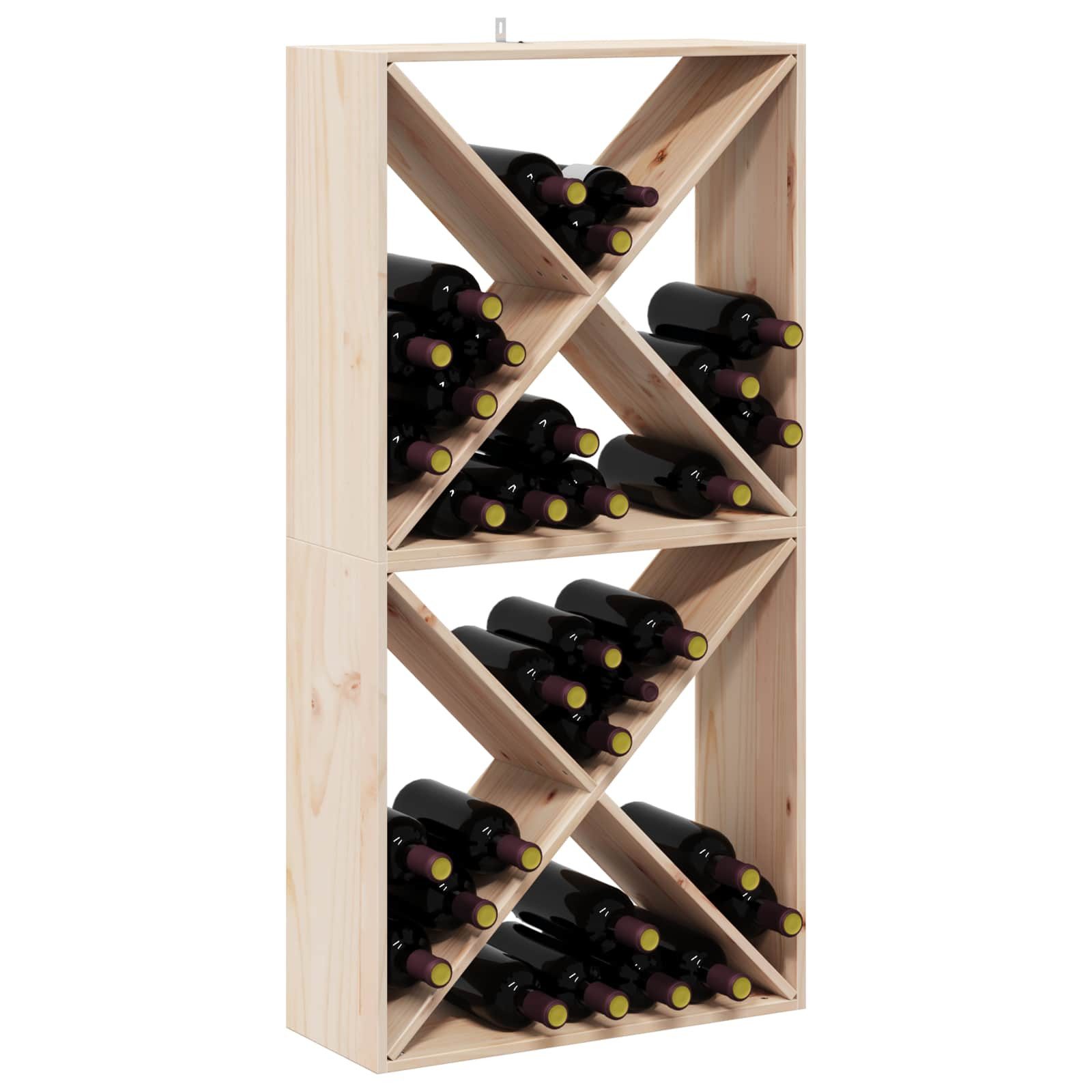 vidaXL Barschrank Weinregal 2 Stk. Natur 62 x 25 x 62 cm Massives Kiefernholz (2-St)