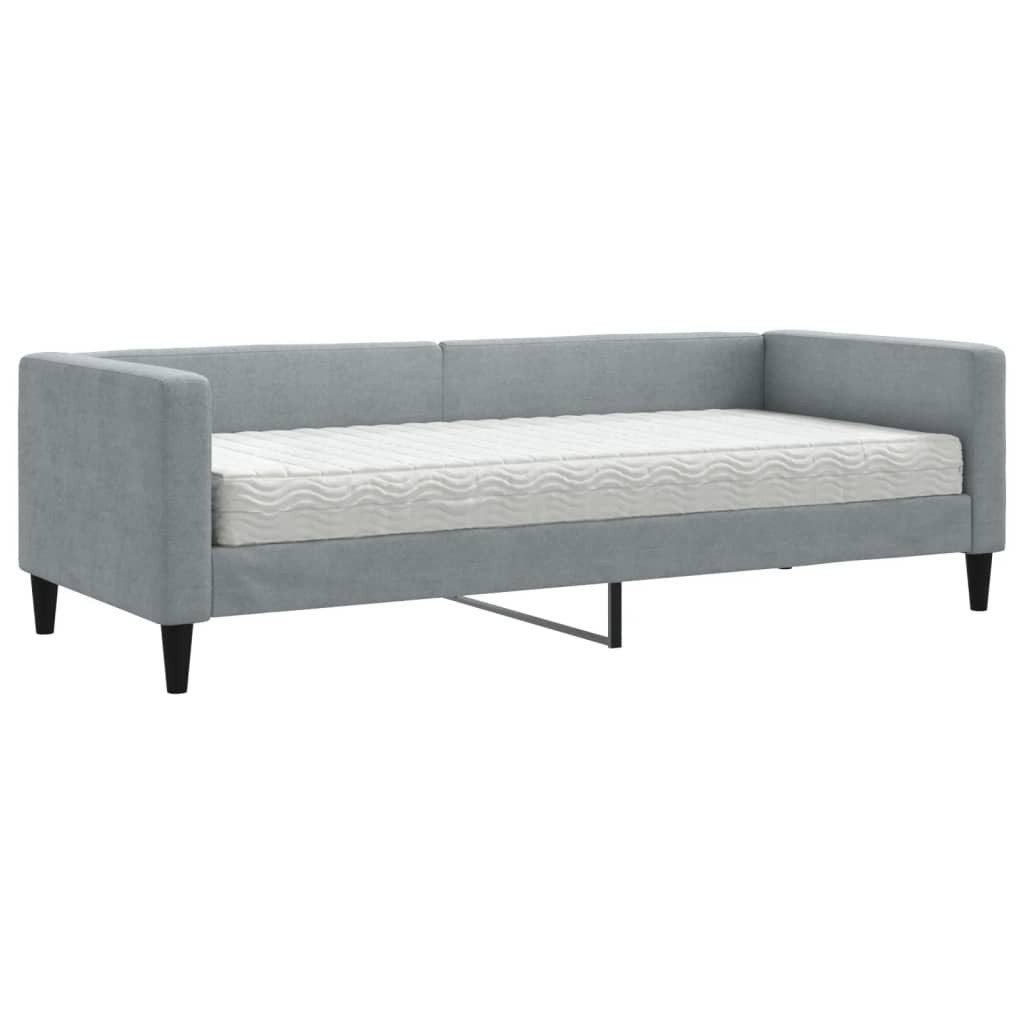 vidaXL Daybed, Tagesbett mit Matratze Hellgrau 80x200 cm Stoff