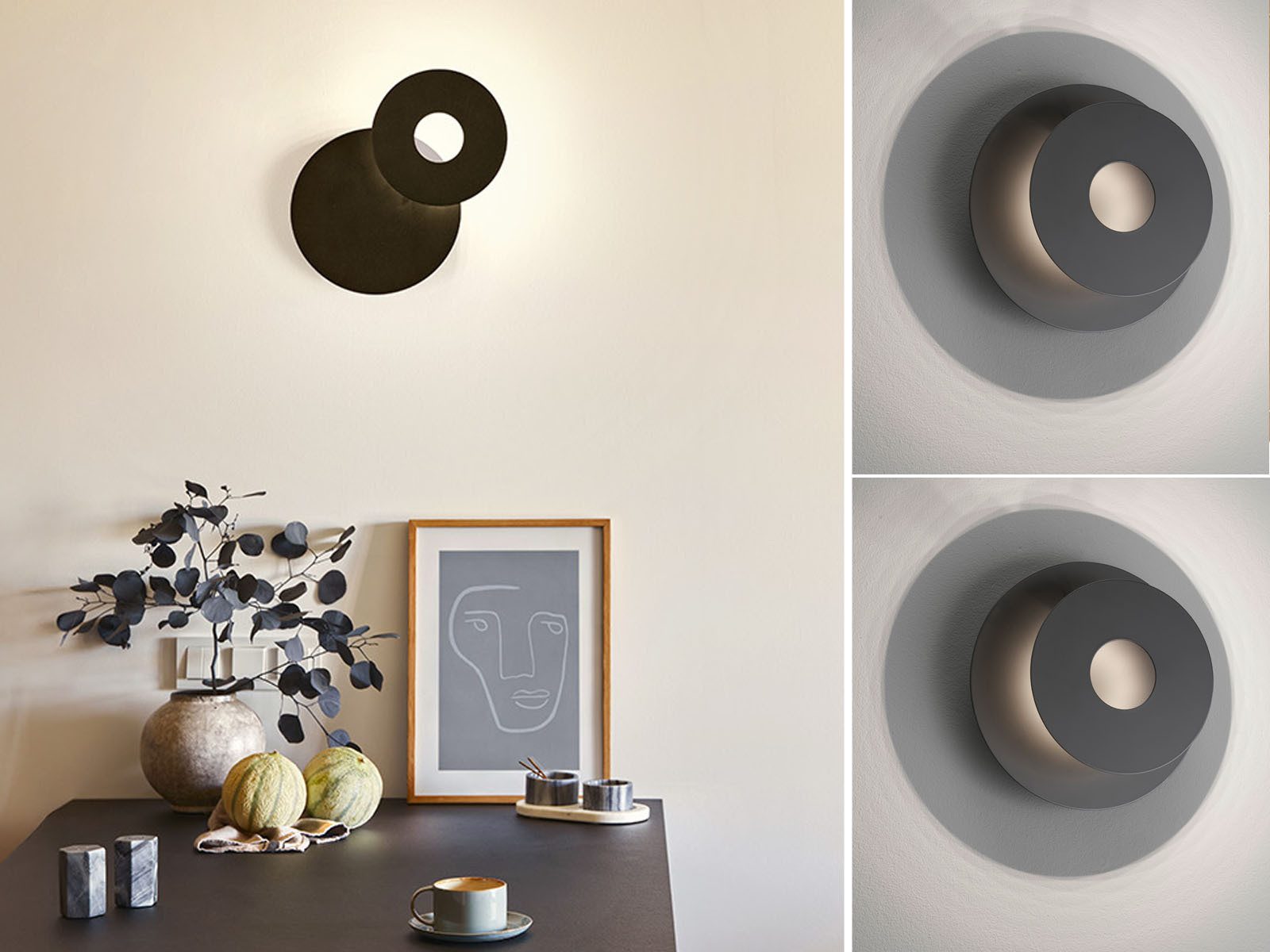 FISCHER & HONSEL LED Wandleuchte, schwenkbar, LED fest integriert, Warmweiß, 2er SET Schwarz für indirekte-s Licht & Wandbeleuchtung innen