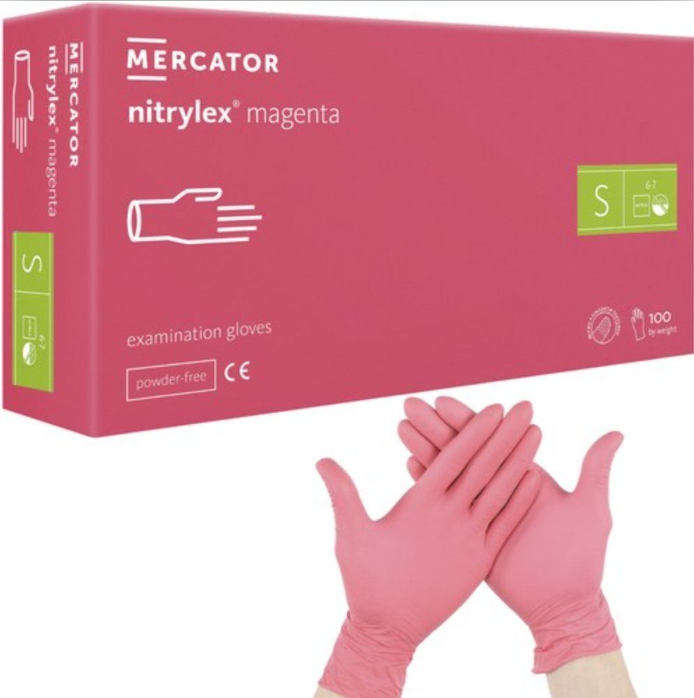 MERCATOR MEDICAL Nitril-Handschuhe Nitrilhandschuhe 100 Stk. S - rosa  Einweg hygienisch