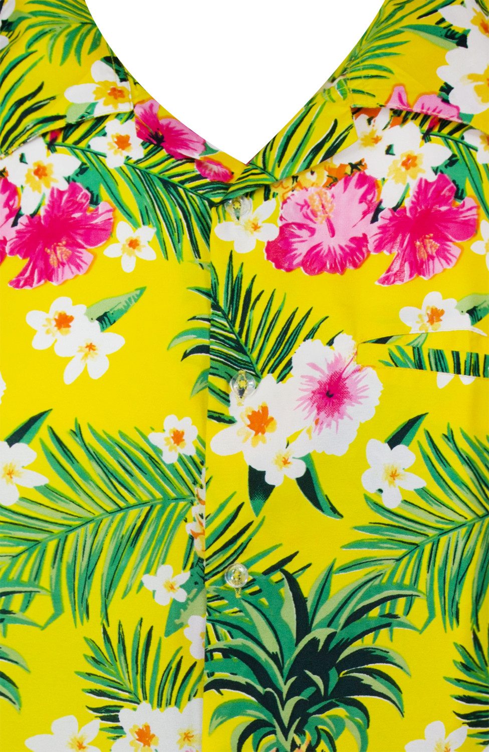 King Kameha Hawaiihemd Pineapple Flowers Funky Hawaii-Hemd Kurzarm Front-Tasche Unisex