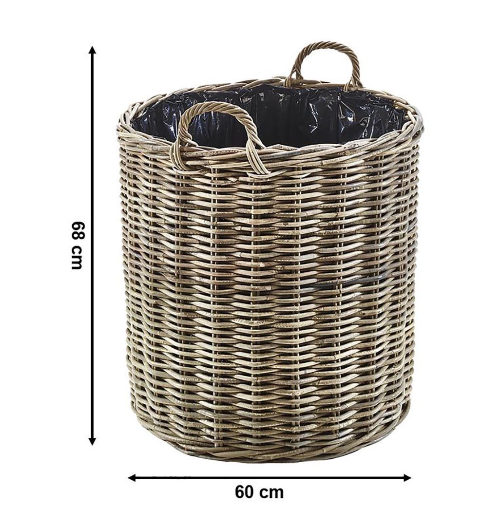 Kobolo Pflanzkübel Pflanzkorb aus grauem Rattan mit Folie groß günstig online kaufen