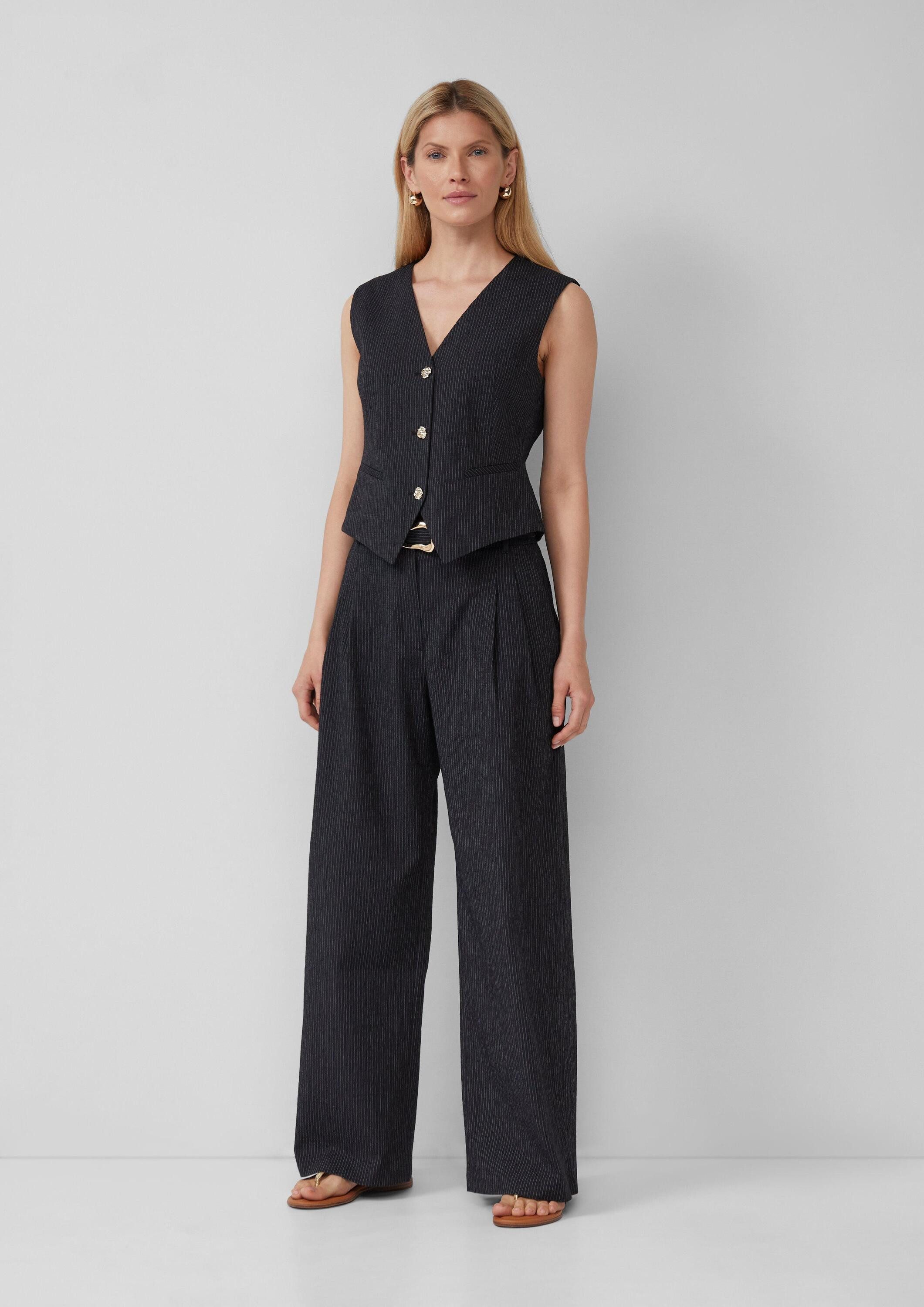 s.Oliver Chinos Hose Fein gestreifte Wide-Leg-Hose mit Textilgürtel günstig online kaufen