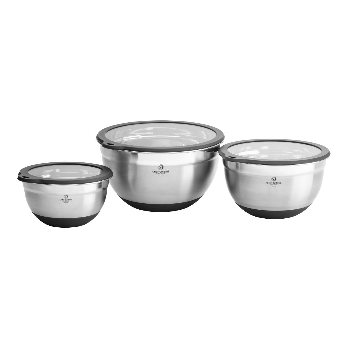 CHEF CUISINE International Aufbewahrungsschüssel EDELSTAHL-SCHÜSSELN, 3ER-SET