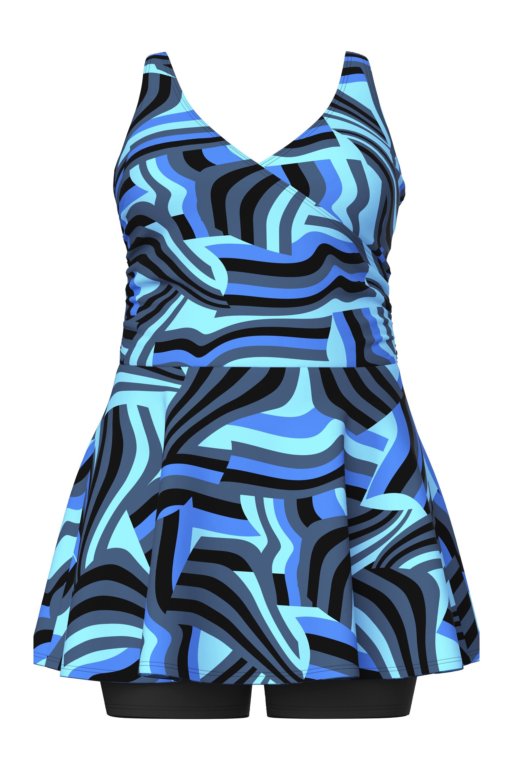 Ulla Popken Badekleid Badekleid Wellenmuster Softcups Shorts recycelt