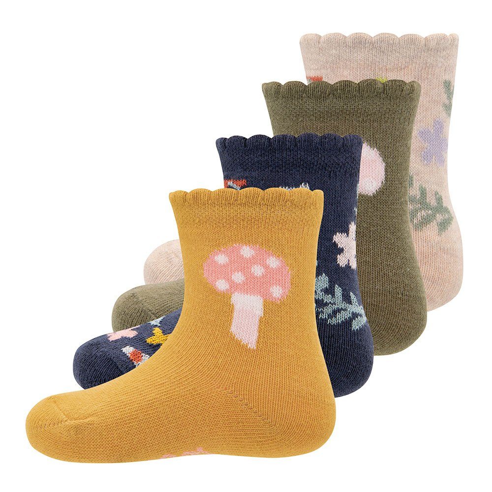 Ewers Socken Socken GOTS Blümchen/Pilz (4-Paar)