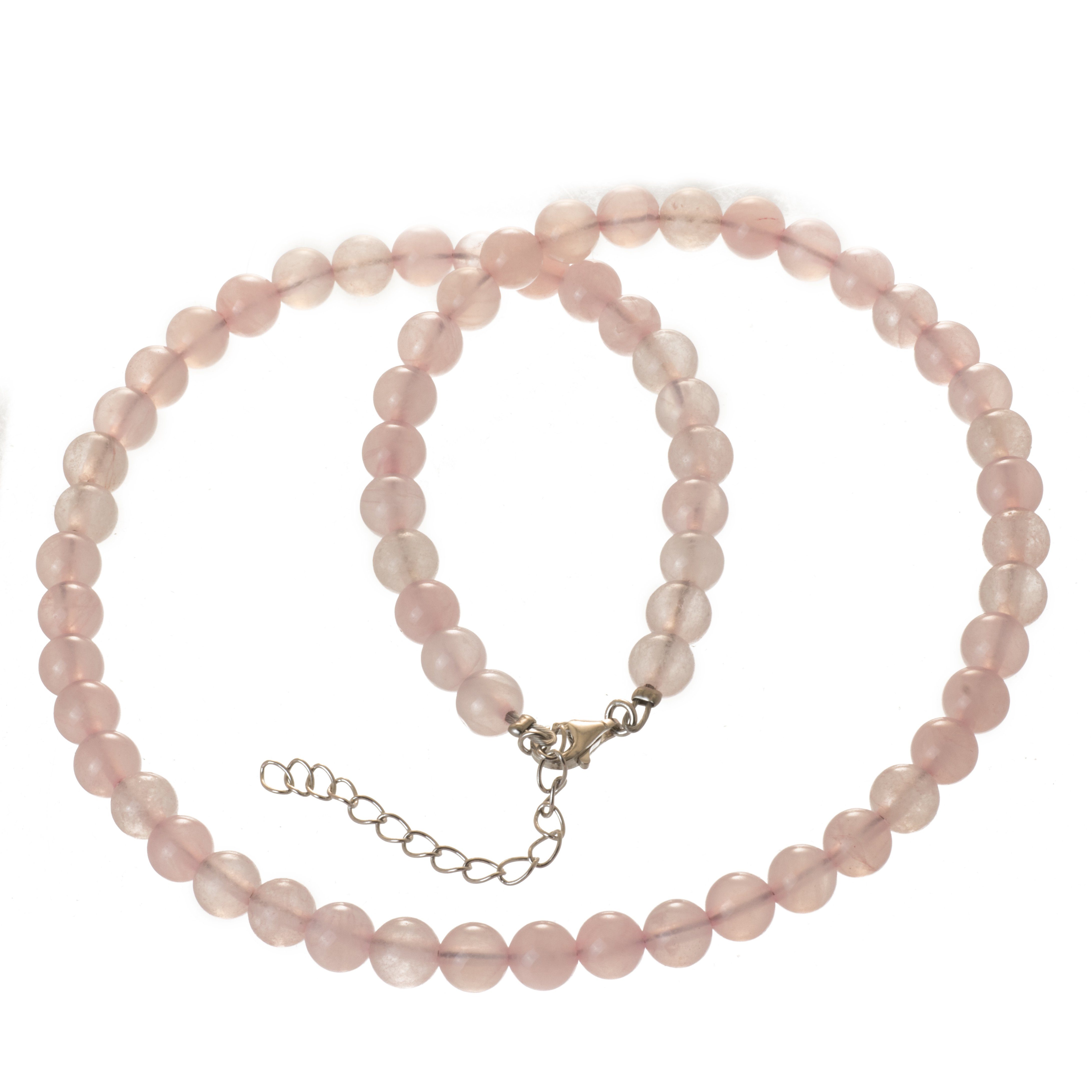 Bella Carina Perlenkette Kette 6 mm Rosenquarz, Verschluss 925 Silber