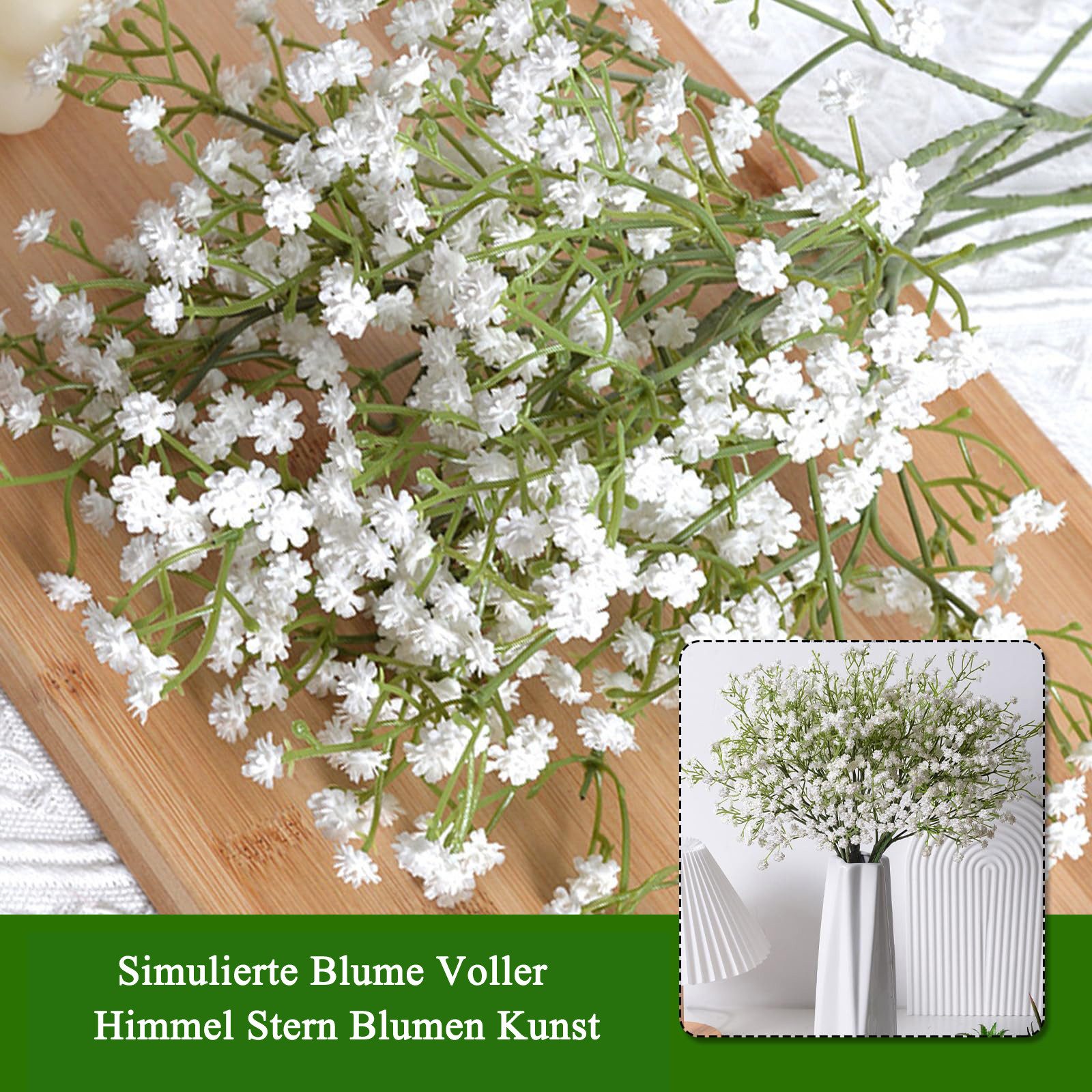 Kunstblumenstrauß Schleierkraut Künstlich 6 STK Fake Deko Blumen Künstlich Gypsophila, Agger, Artificial Flowers Künstliche Schleierkraut für Hochzeit Zuhause D – Bild 4 von 5