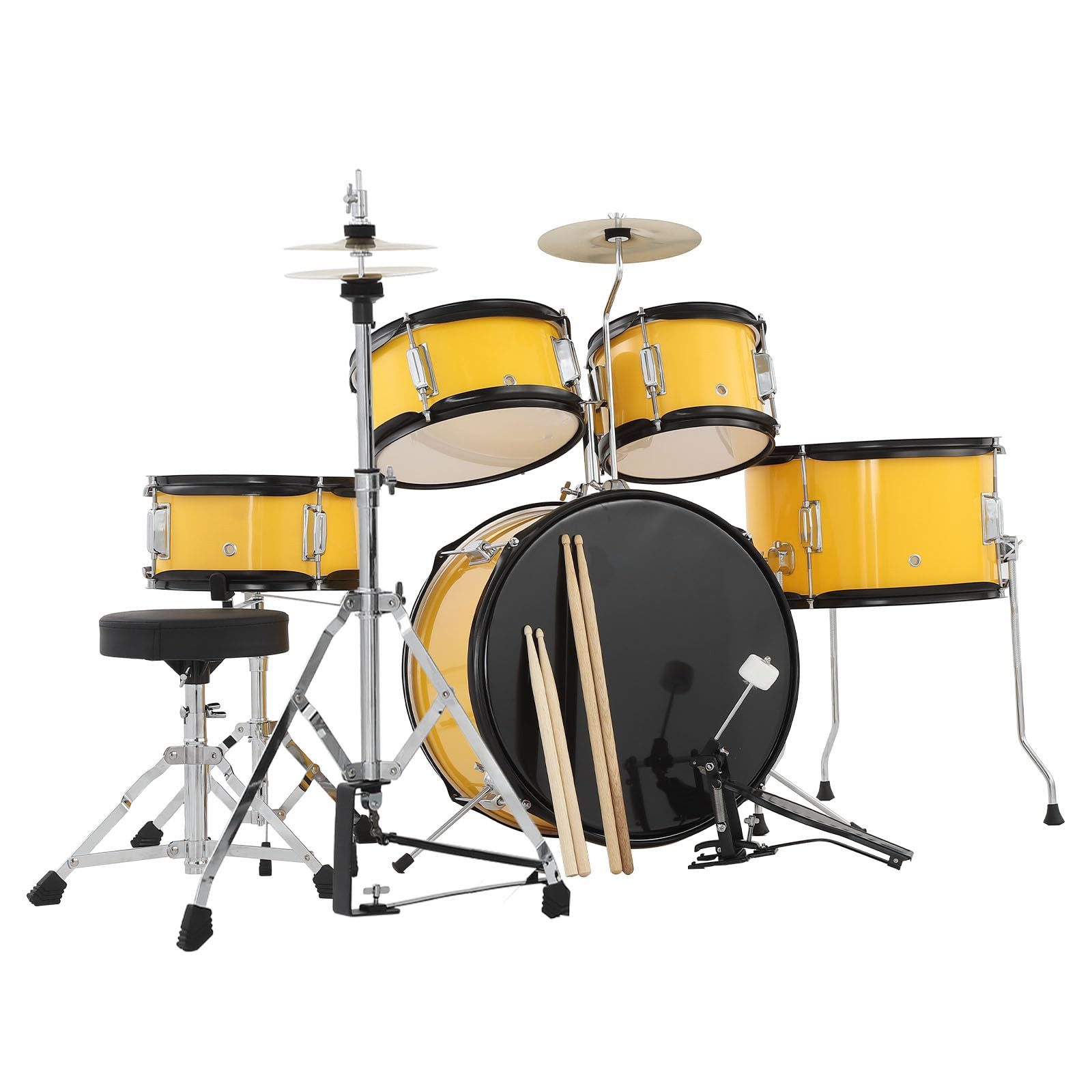 GarveeMore Trommel Kinder Drum Set 5-teiliges Anfänger Drum Kit mit verstellbarem Hocker