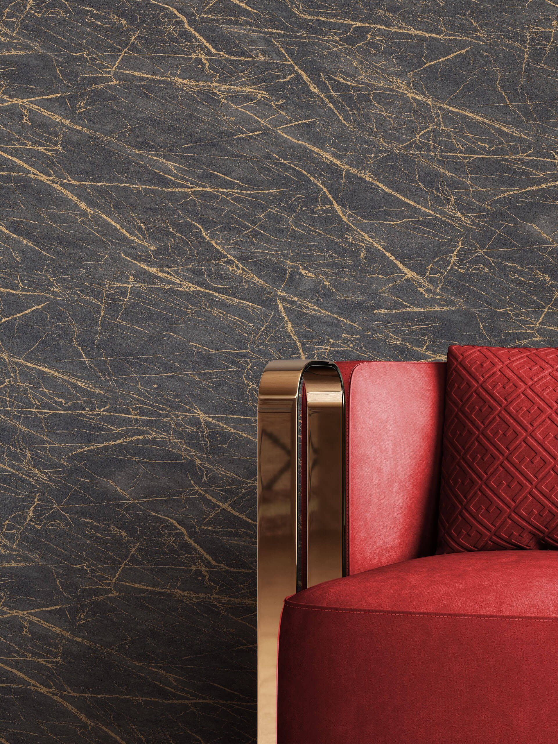 Newroom Vliestapete, Schwarz Tapete Glamour Marmor - Marmortapete Mustertap günstig online kaufen