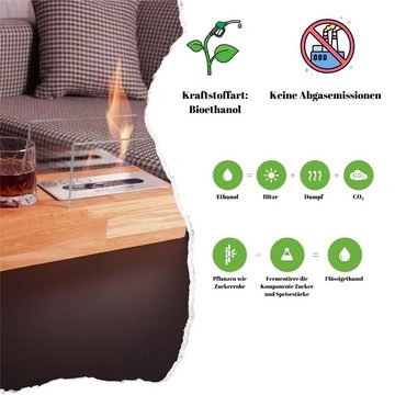 gowoll Tischfeuer Bio-Ethanol Tischkamin für Indoor & Outdoor, Inizio (Gesamtabmessungen: 33 x 16 x 16 cm, Echtfeuer-Dekokamin), wärmend