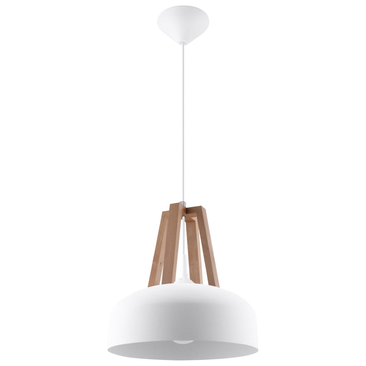 SOLLUX lighting Hängeleuchte Hängelampe Casco Weiß/Naturfarbenes Holz, Nicht enthalten