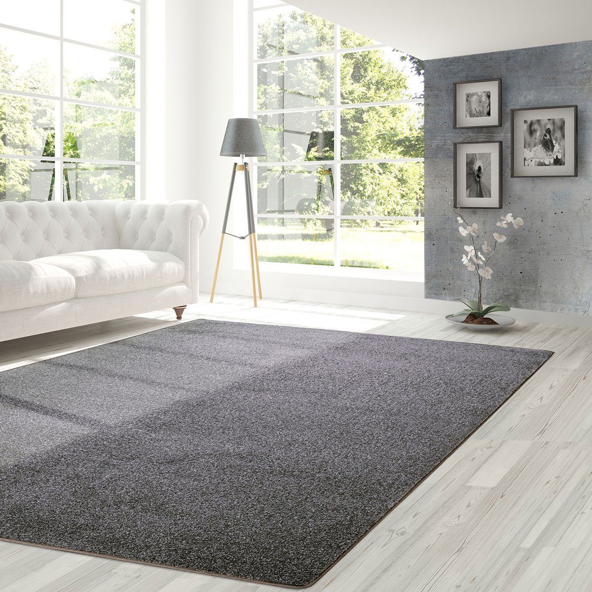 Floordirekt Veloursteppich Lyon Grau, Teppichläufer erhältlich günstig online kaufen