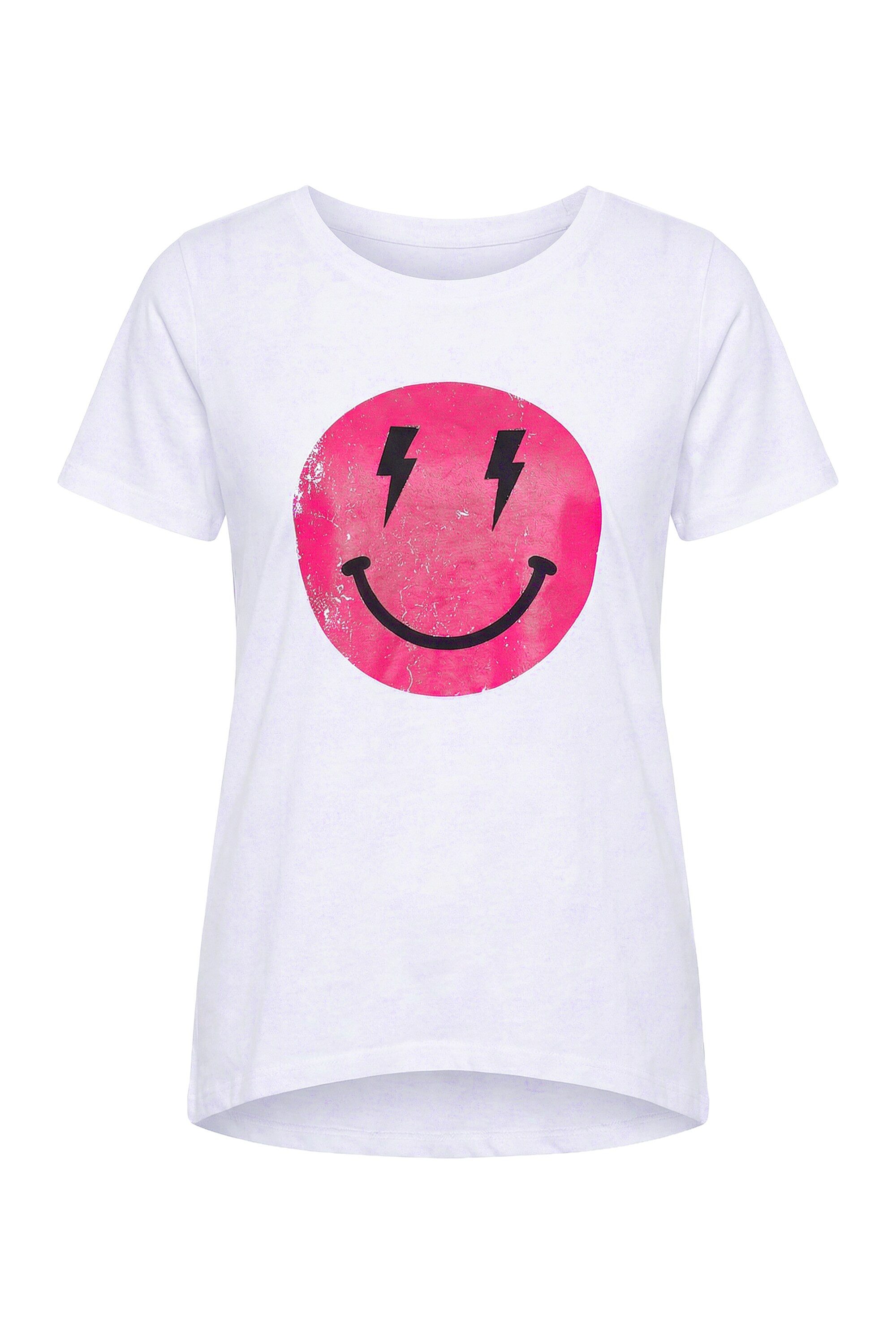 T-Shirt T-Shirt A-Linie Smiley-Motiv Halbarm