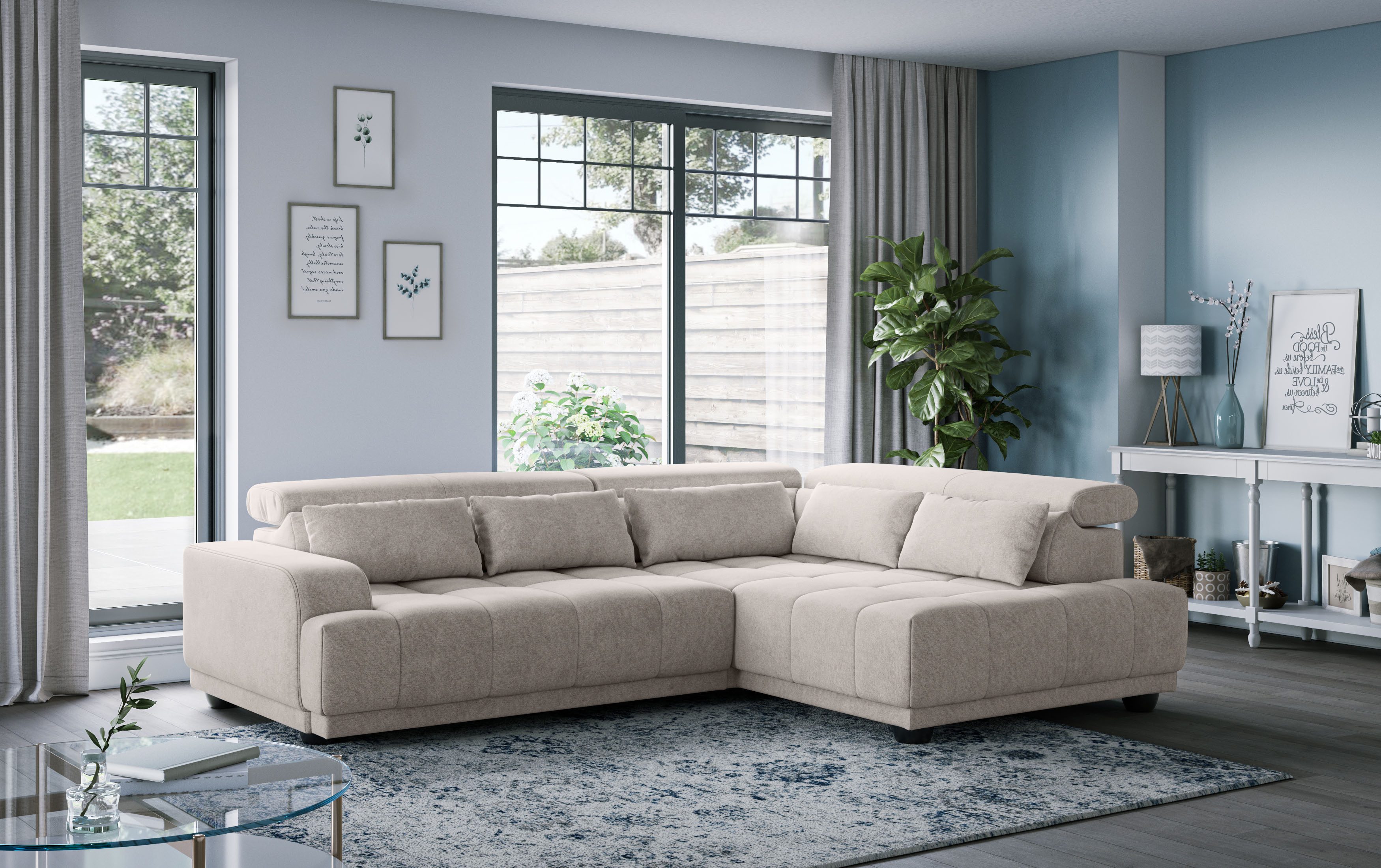 COTTA Ecksofa Jade L Form, B: 270 cm, mit Kopfteilverstellung & Nierenkissen, optional elektr. Sitztiefenverstellung