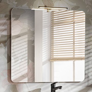 Lomadox Badmöbel-Set ADELAIDE-56-WHITE, (Spar-Set, 2-St), matt weiß LED-Spiegel, 80 cm Waschtischunterschrank mit Keramikbecken