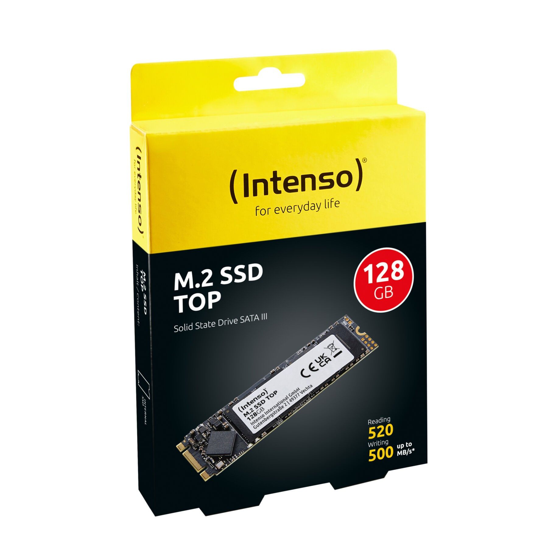 Intenso Top SSD-Festplatte (128 GB) M.2" 520 MB/S Lesegeschwindigkeit, 500 MB/S Schreibgeschwindigkeit