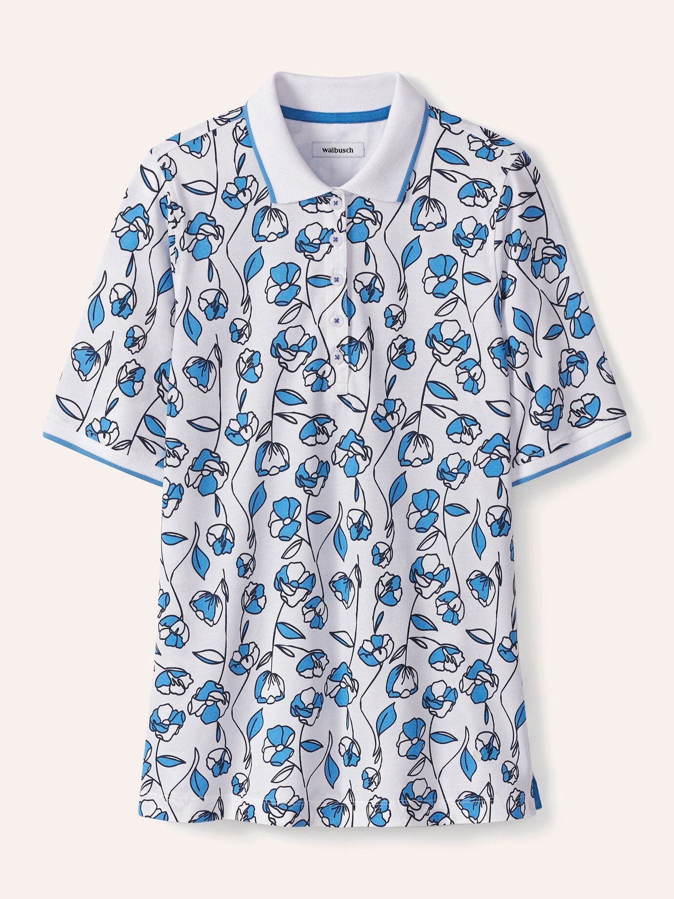 Walbusch Poloshirt Damen Polo Halbarm Bügelfrei Baumwolle Atmungsaktiv, pflegeleicht, mit Knopfleiste und Seitenschlitzen