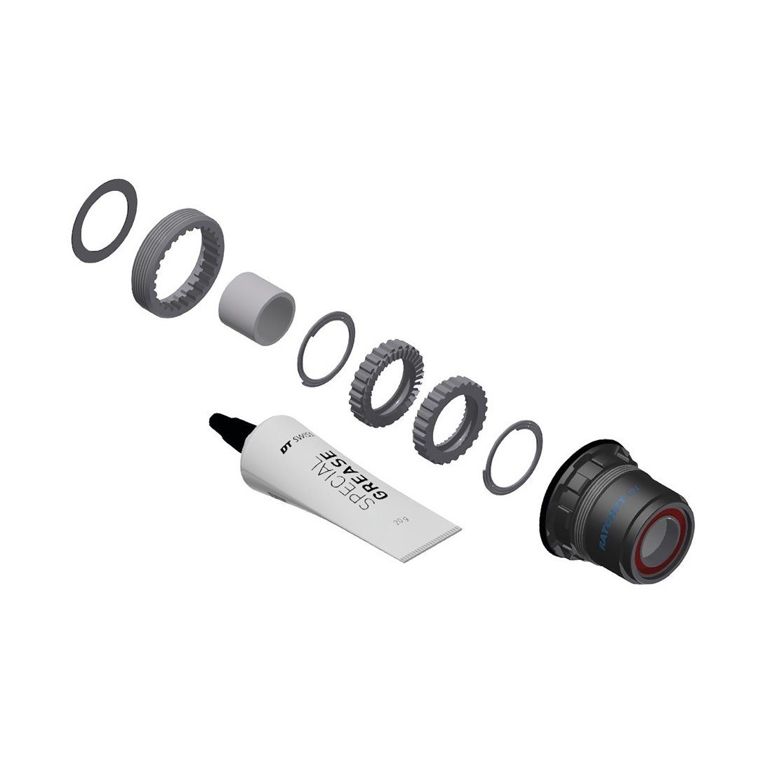 DT Swiss Hinterradnabe Umrüstkit HR-Nabe Stahl, 3 Pawl in Ratchet LN, Sram XD,36T