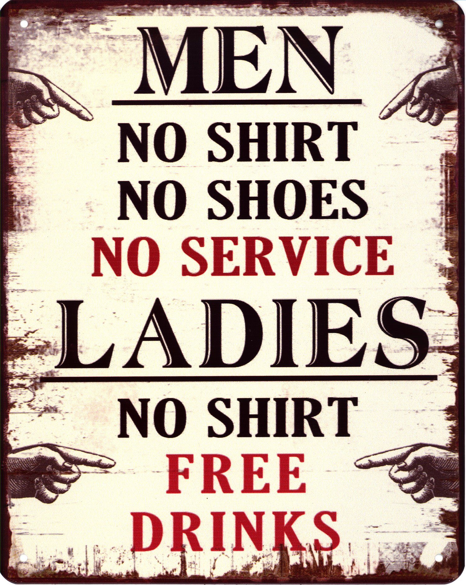 Metallschild Blechschild Men Ladies no Shirt