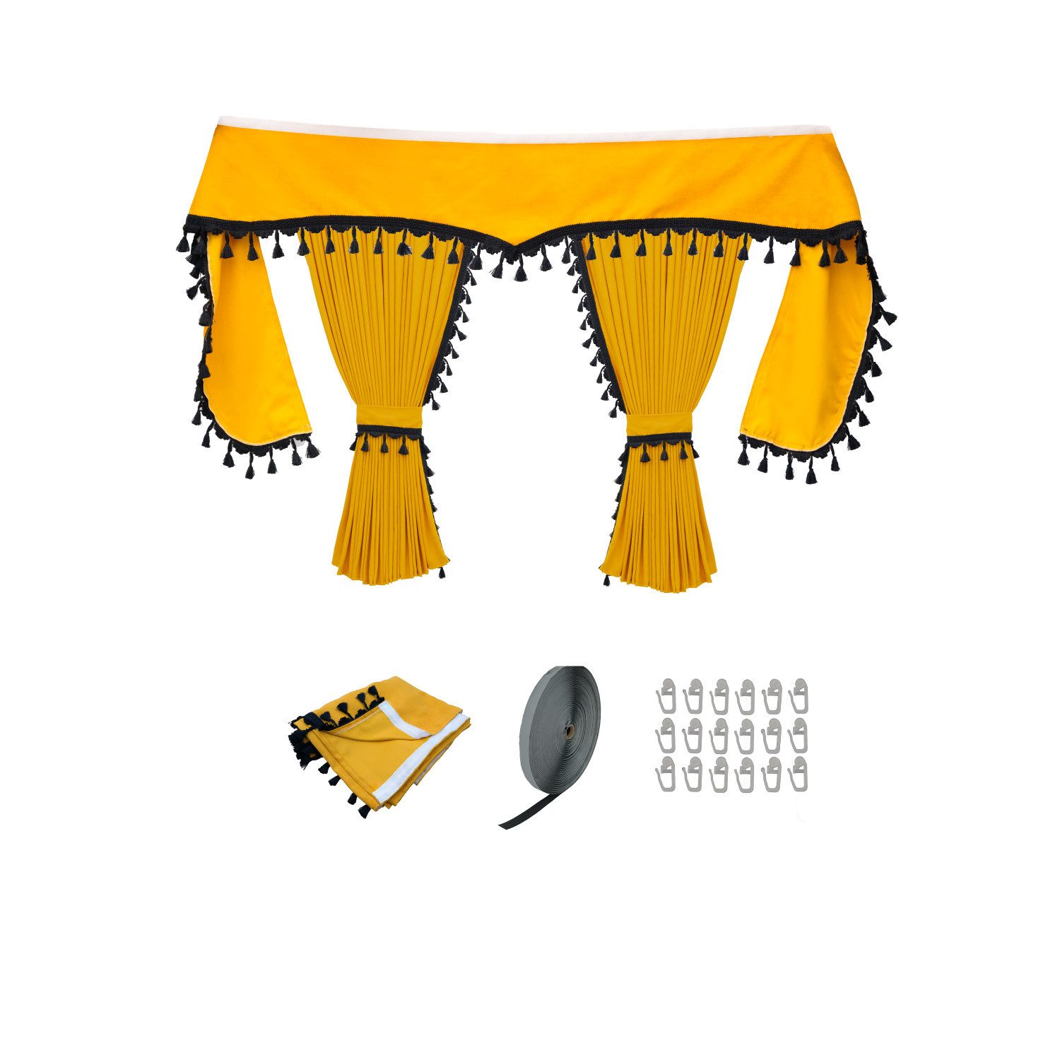 Gardinen by Justyna Verdunkelungsvorhang Lkw Gardine Gelb (5 St), Kräuselband, verdunkelnd, Polyester, Vorhänge,Verdunkelt,Blickdicht,Sichtschutz,Truckvorhang