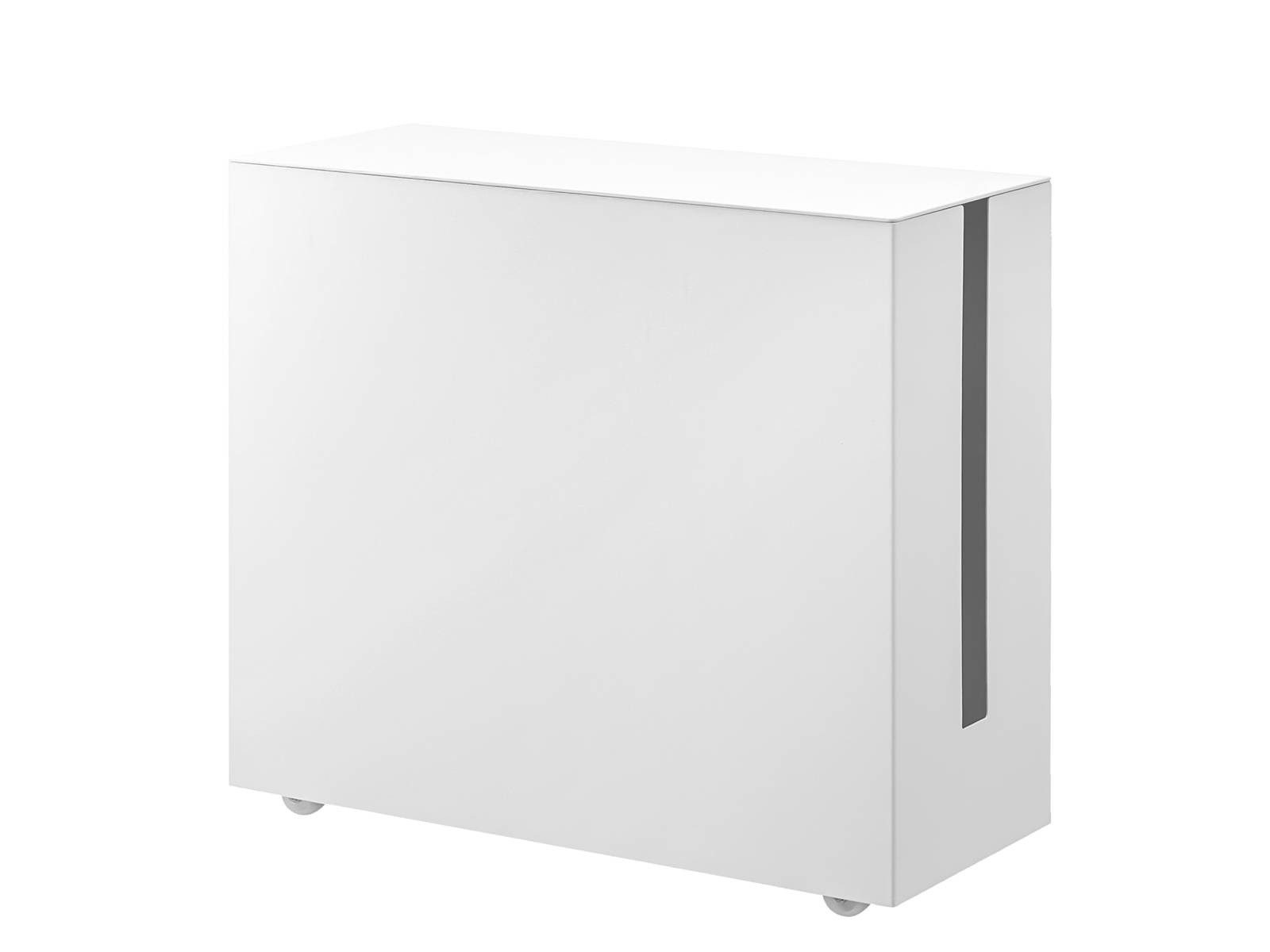 Yamazaki Kabelbox Tower weiß, Kabelmanagementbox, Kabelorganizer auf Rollen, aus Metall