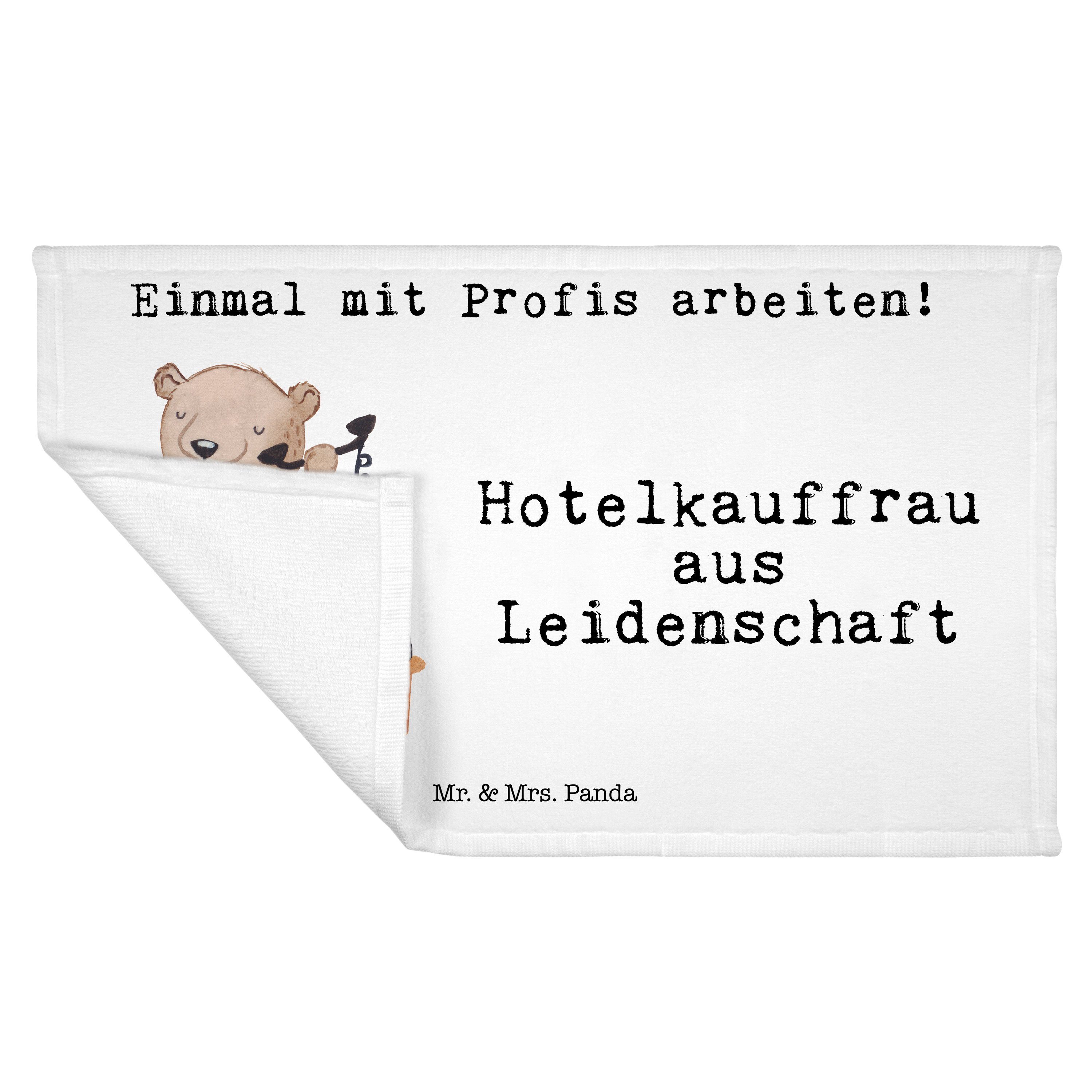 Geschenk, - Hotelkauffrau aus Frottier, Hotelfach, Weiß - (1-St) Handtuch Mr. Panda Mrs. & Leidenschaft