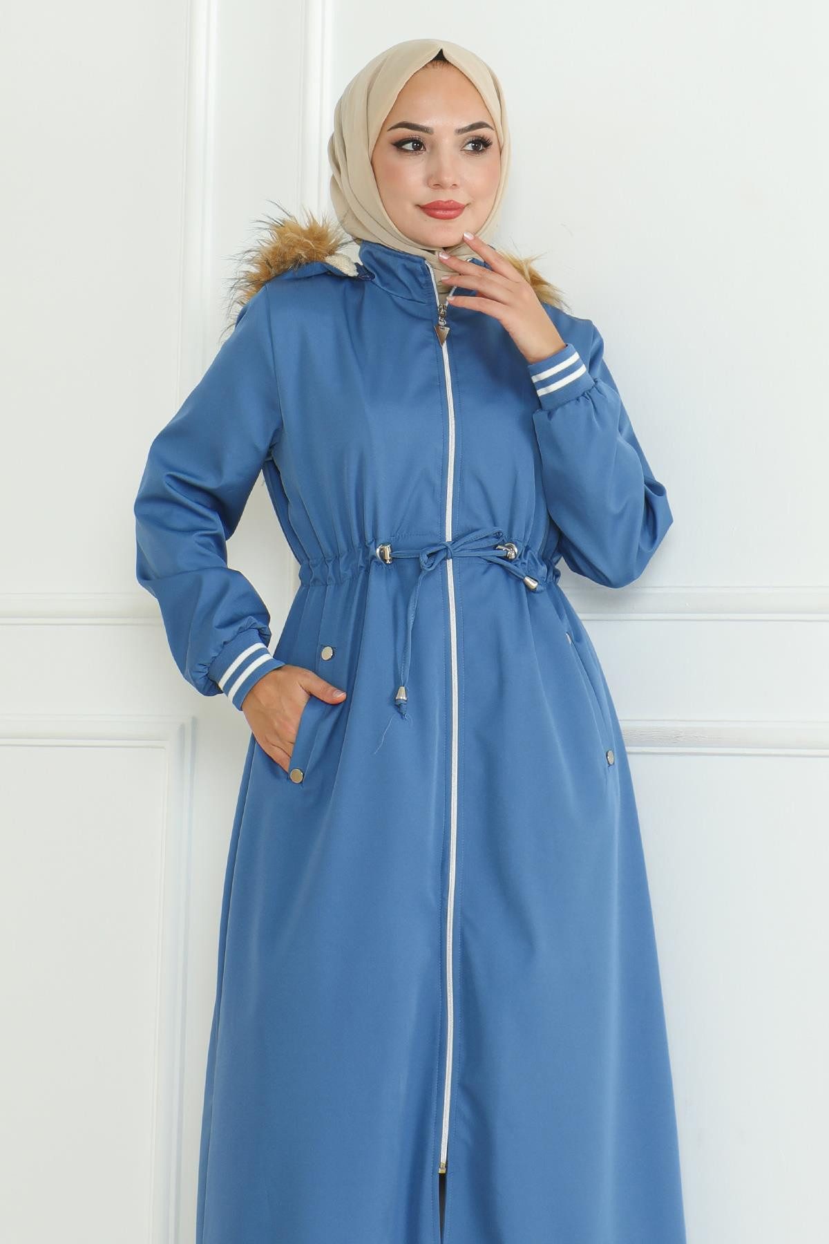 MODAMİHRAM Windbreaker Taba Gerippte Jacke mit Schnürdetail - 19215 günstig online kaufen