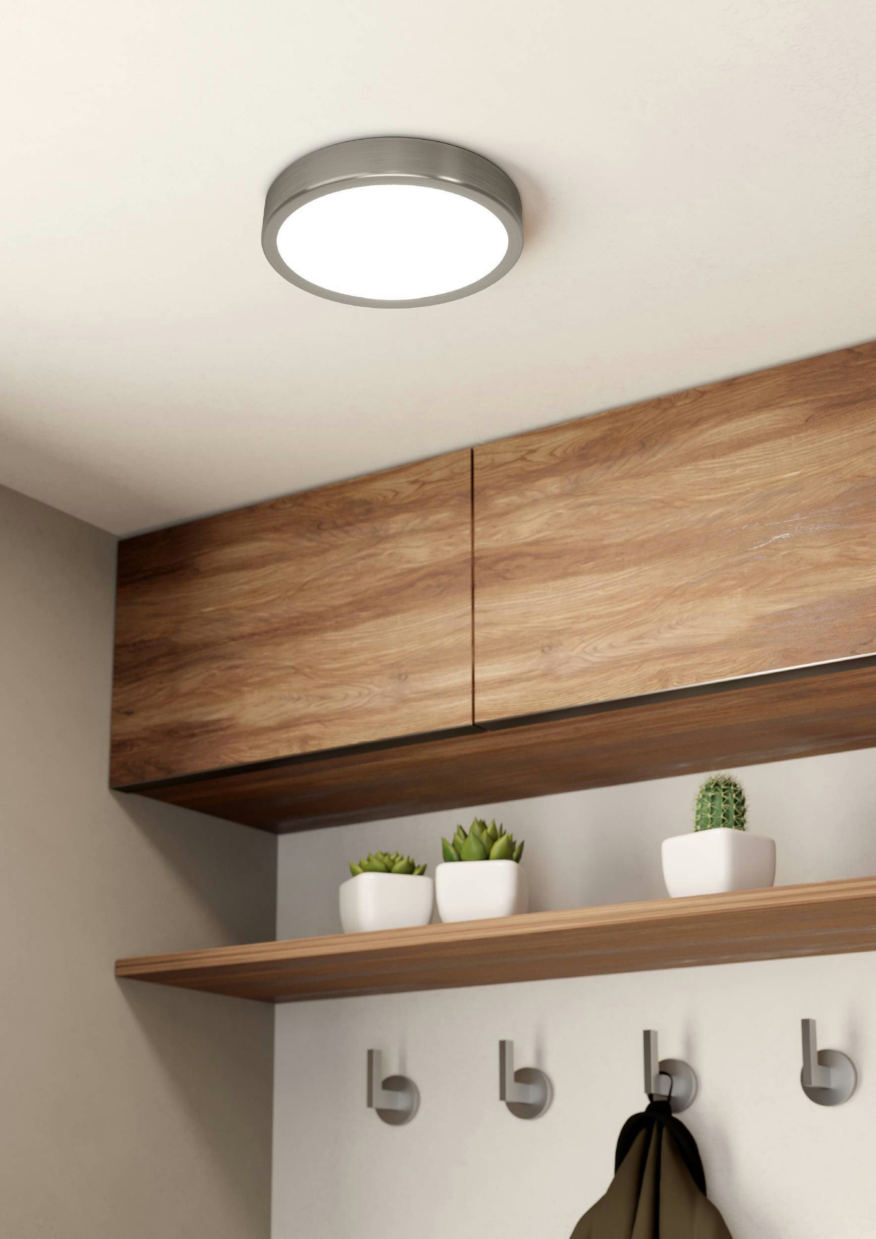 EGLO Aufbauleuchte Fueva 5 Deckenleuchte, Stahl und Kunststoff, Wohnzimmerlampe, Lampe, LED fest integriert, Neutralweiß, Aufbauleuchte, Deckenlampe in Nickel-Matt, Weiß, LED Aufbaulampe