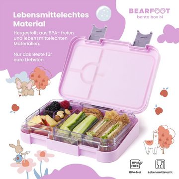 BEARFOOT Lunchbox Brotdose Kinder mit Fächern, Lunchbox, Bento box - Einhorn Lila, handgezeichnete Designs, modular