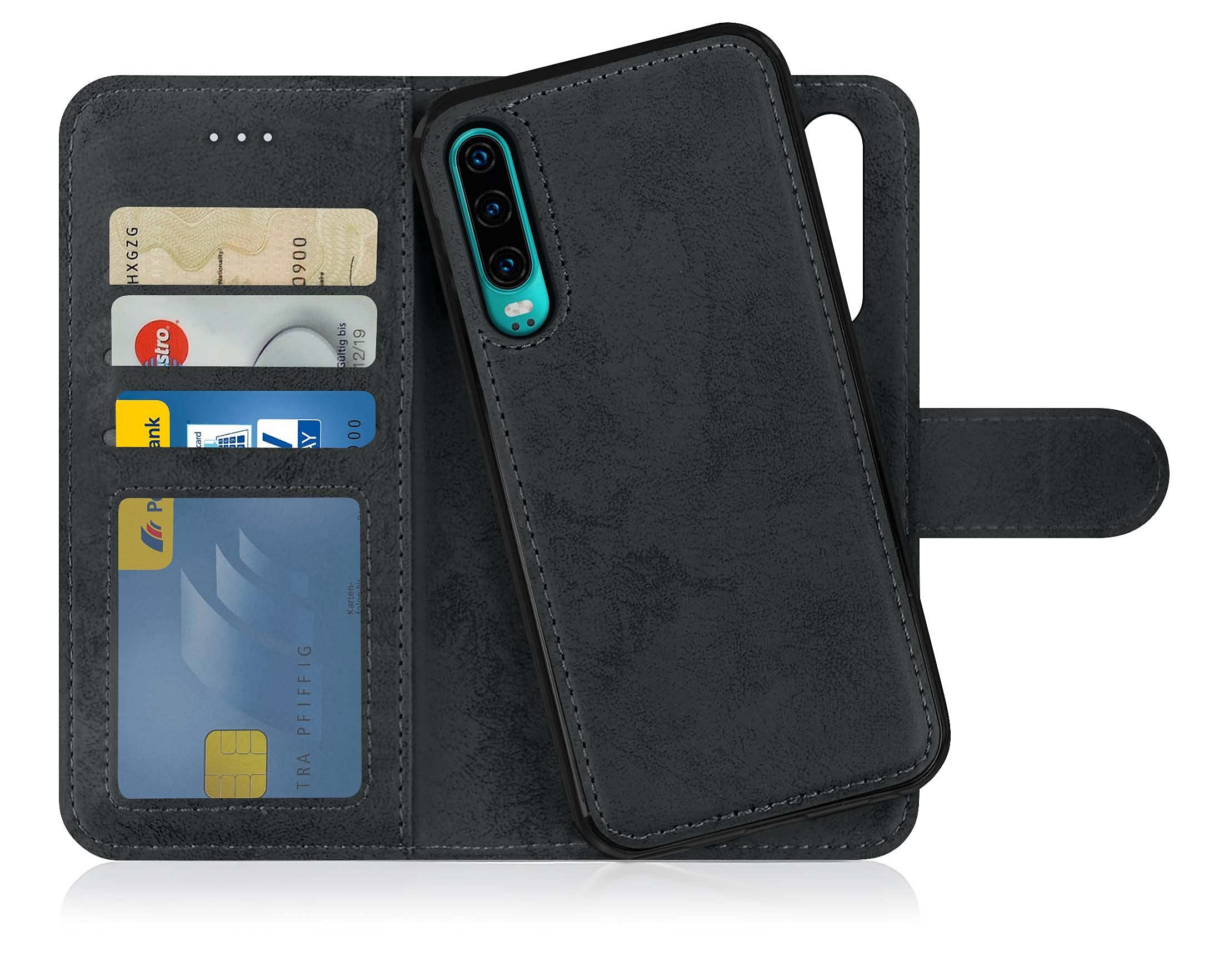 MyGadget Handyhülle Flip Case Klapphülle für für Huawei P30, Magnetische Hülle aus Kunstleder Klapphülle Kartenfach Schutzhülle