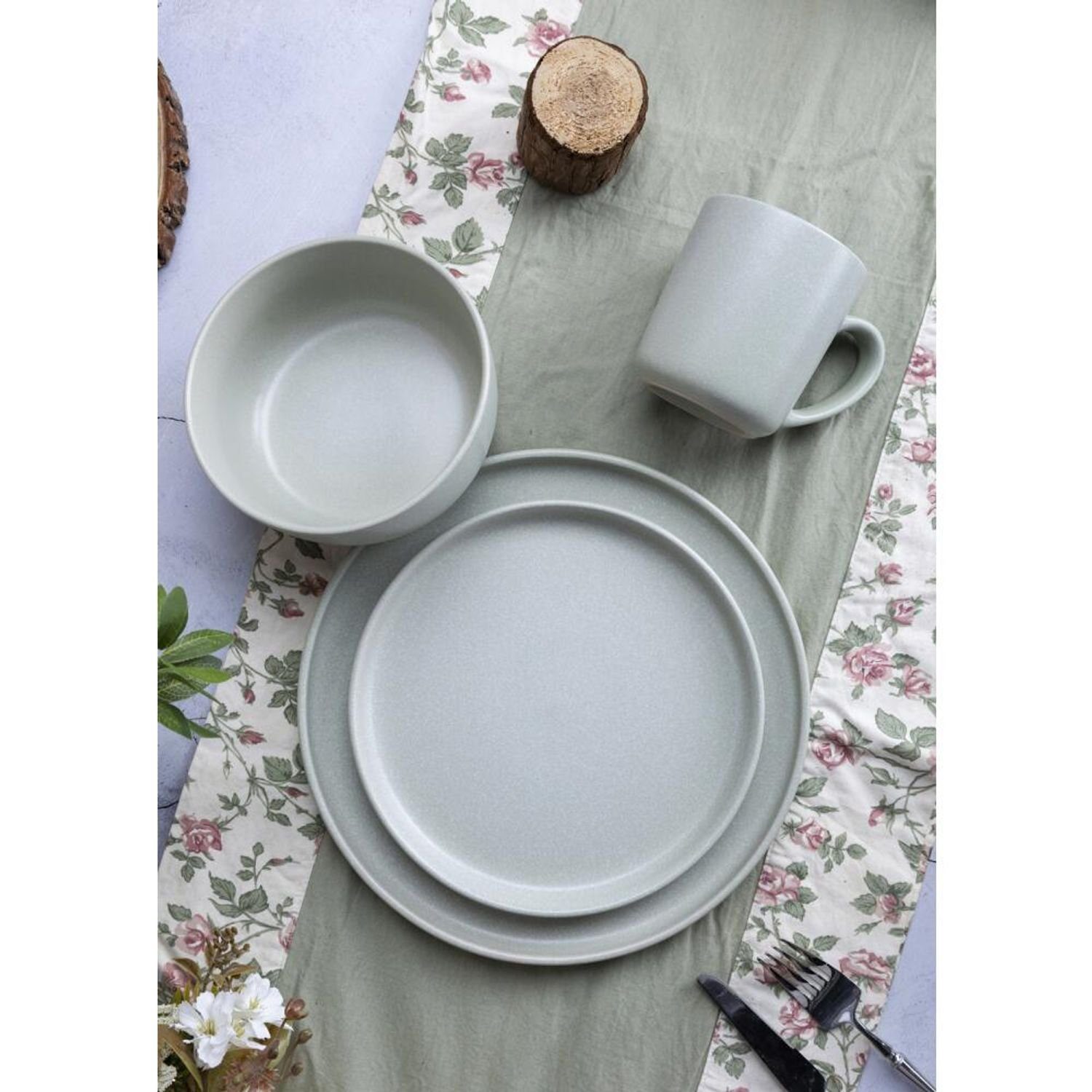 BURI Teller 24x Keramik Teller 27cm Nature Speisen Metall Servierplatte Essen